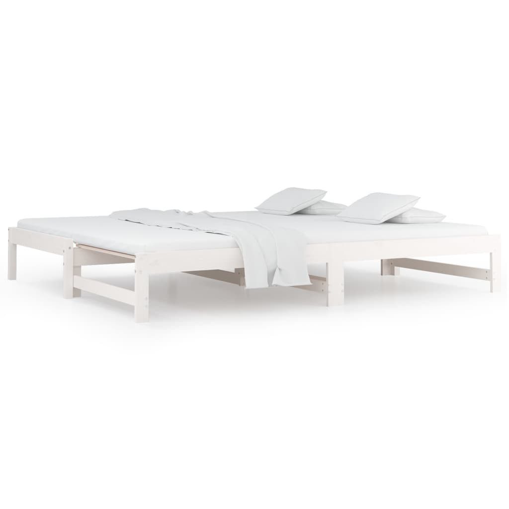 vidaXL Bett, Tagesbett Ausziehbar Weiß 2x(90x200) cm Massivholz Kiefer