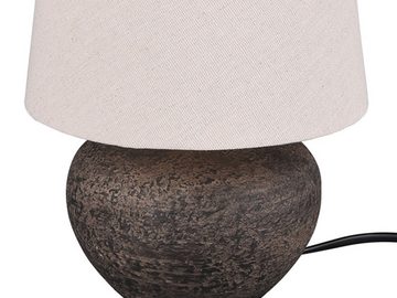 meineWunschleuchte LED Tischleuchte, LED wechselbar, Warmweiß, kleine Design-klassiker mit Keramik & Stoff Lampenschirm Beige H: 25cm