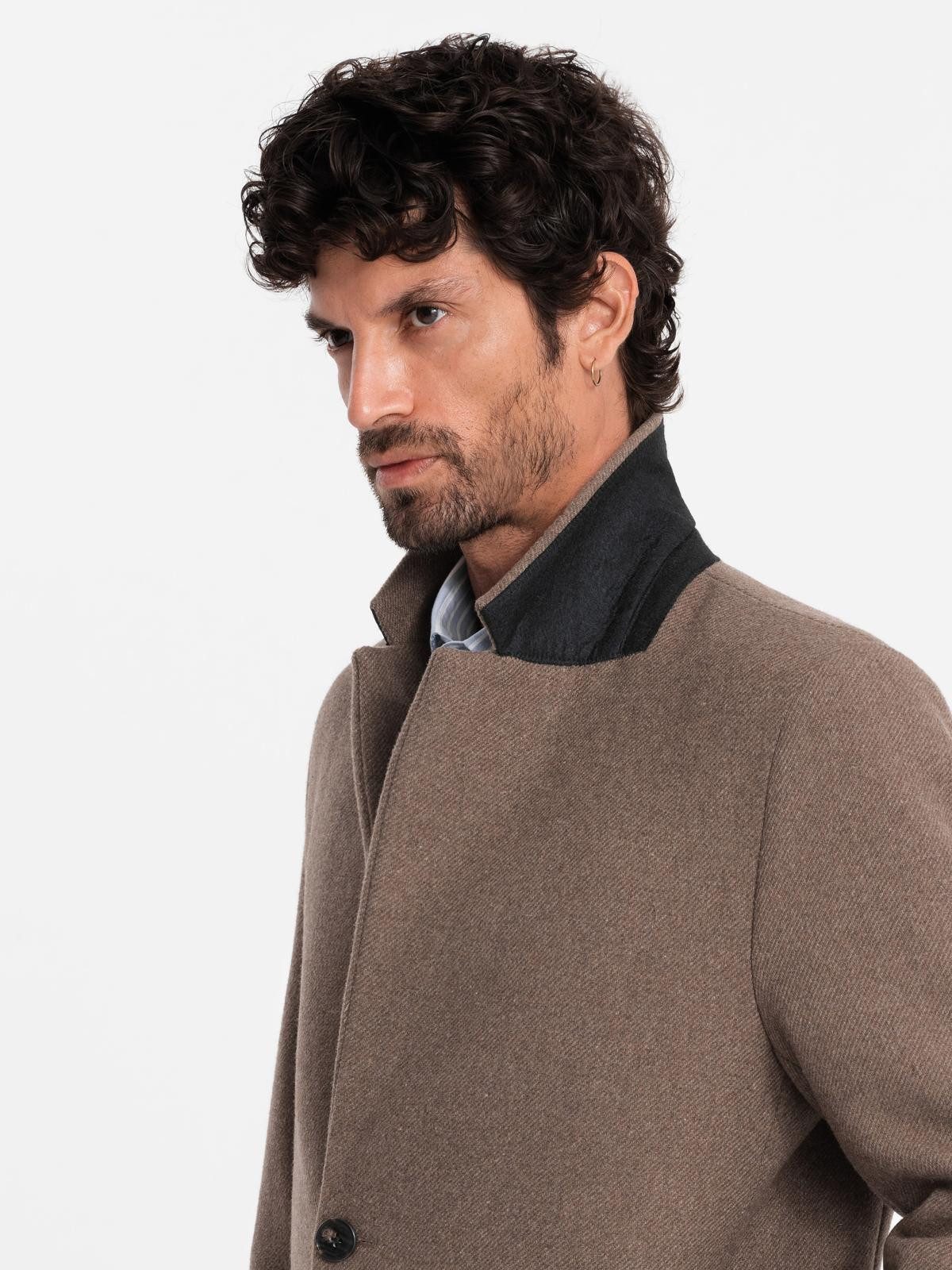 OMBRE Wintermantel Eleganter einreihiger Herrenmantel mit Wollanteil günstig online kaufen
