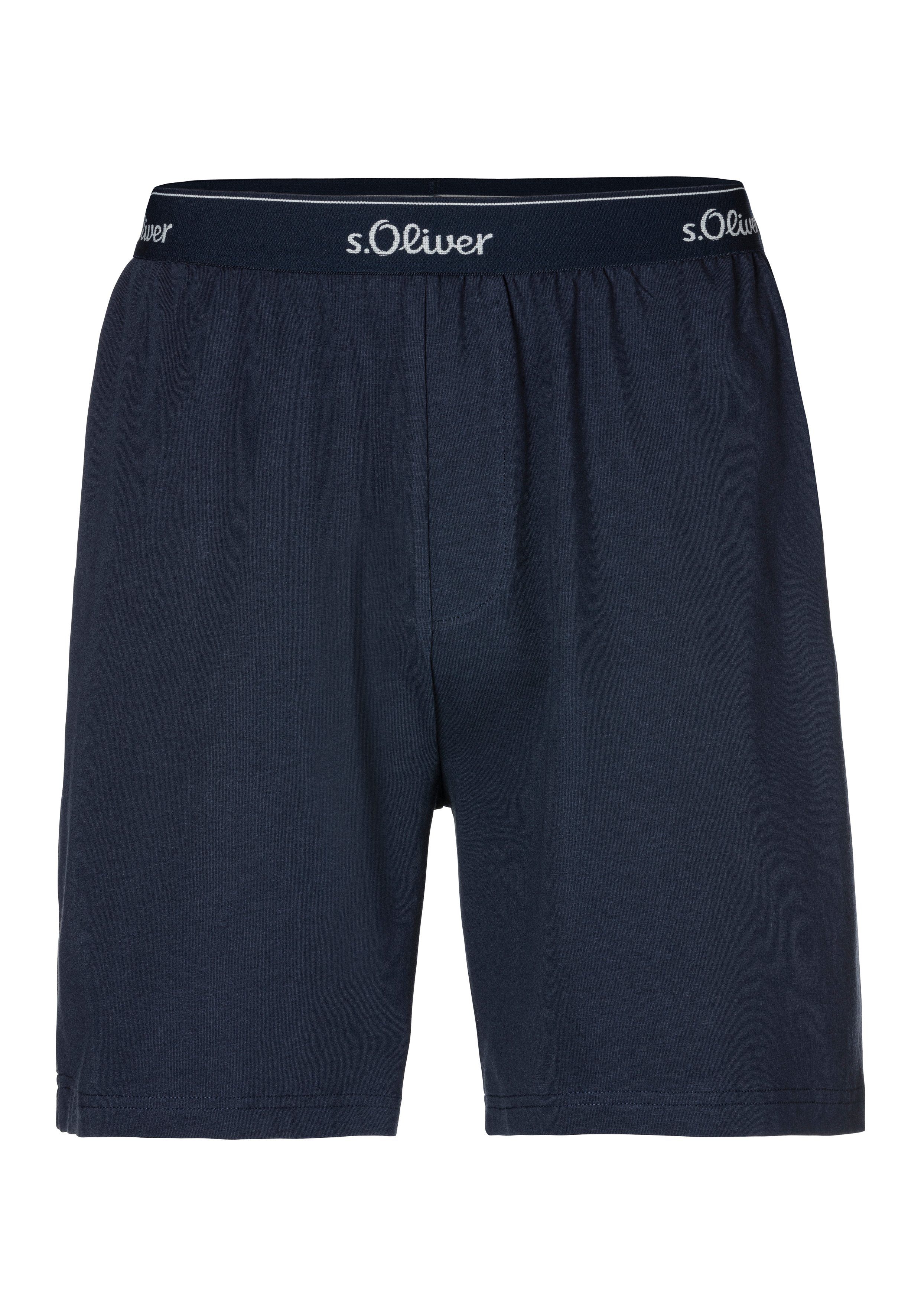 s.Oliver Pyjama (2 tlg., 1 Stück) Schlafanzug in Melange-Optik mit Knopfleiste
