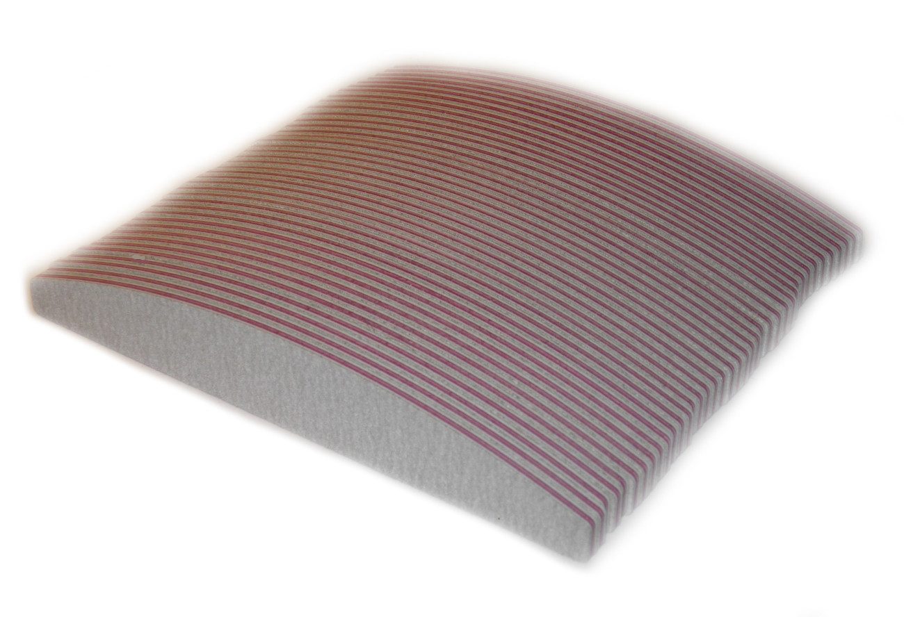 Nail1.eu Sandblatt-Nagelfeile 50 x Feilen 100/100 zebra HALBMOND Trapezfeile Halfmoon File