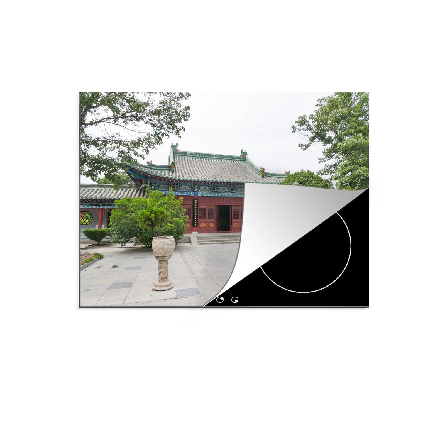 MuchoWow Herdblende-/Abdeckplatte Tempel in Zhengzhou, Vinyl, (1 tlg), 70x52 cm, Mobile Arbeitsfläche nutzbar, Ceranfeldabdeckung | Herdabdeckplatten