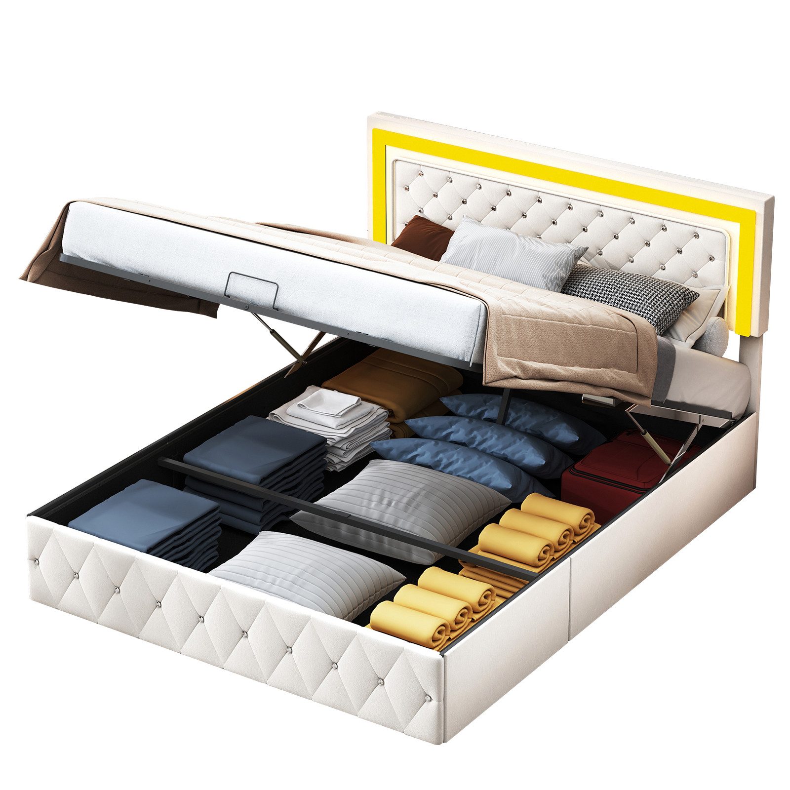 FUROKOY Polsterbett Hydraulisches Doppelbett Stauraumbett Verstellbare günstig online kaufen