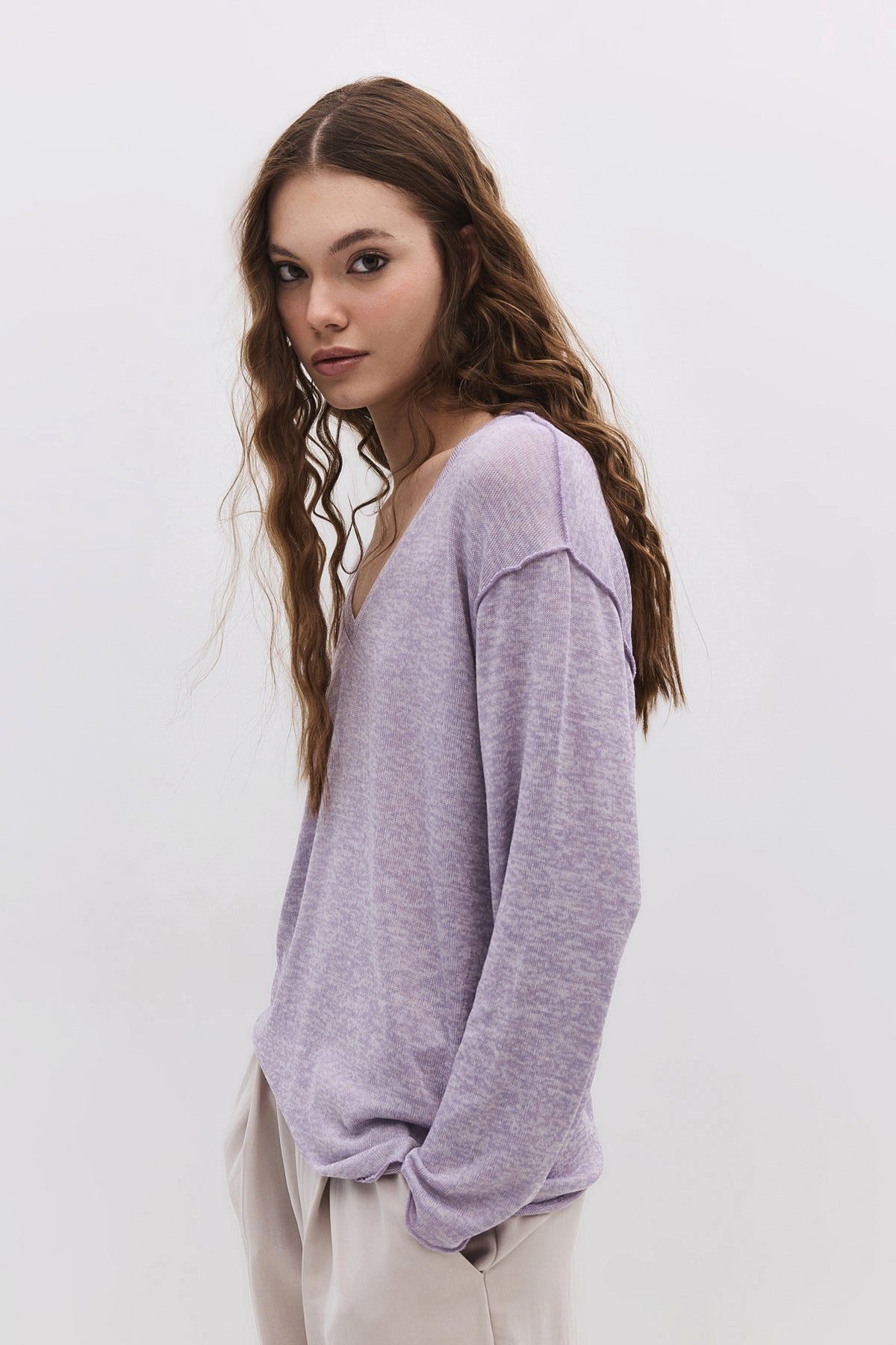 No Matter What Blusentop Langärmelige Bluse mit V-Ausschnitt