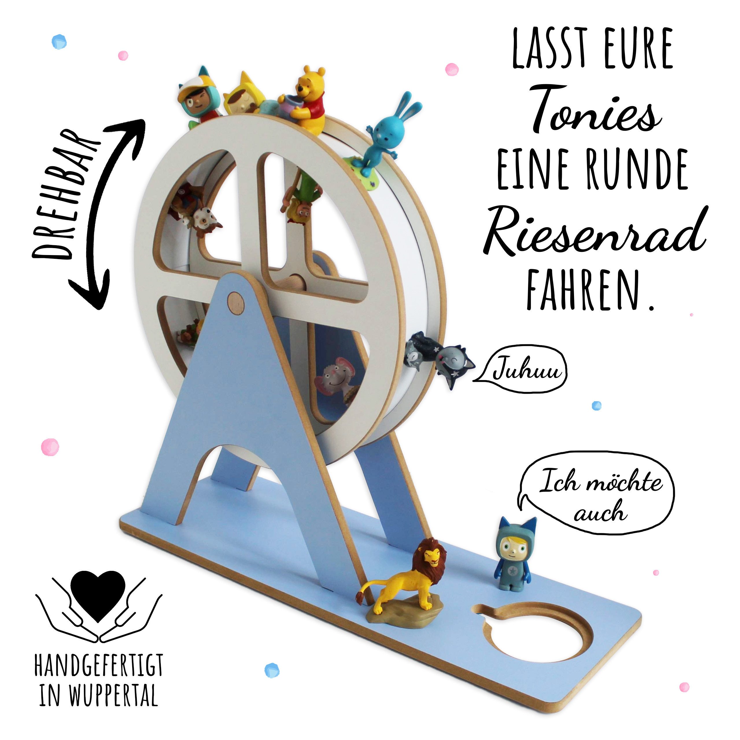 Holzura Kinderregal Tonie Regal Riesenrad mit magnetischem Rahmen für Toniefiguren
