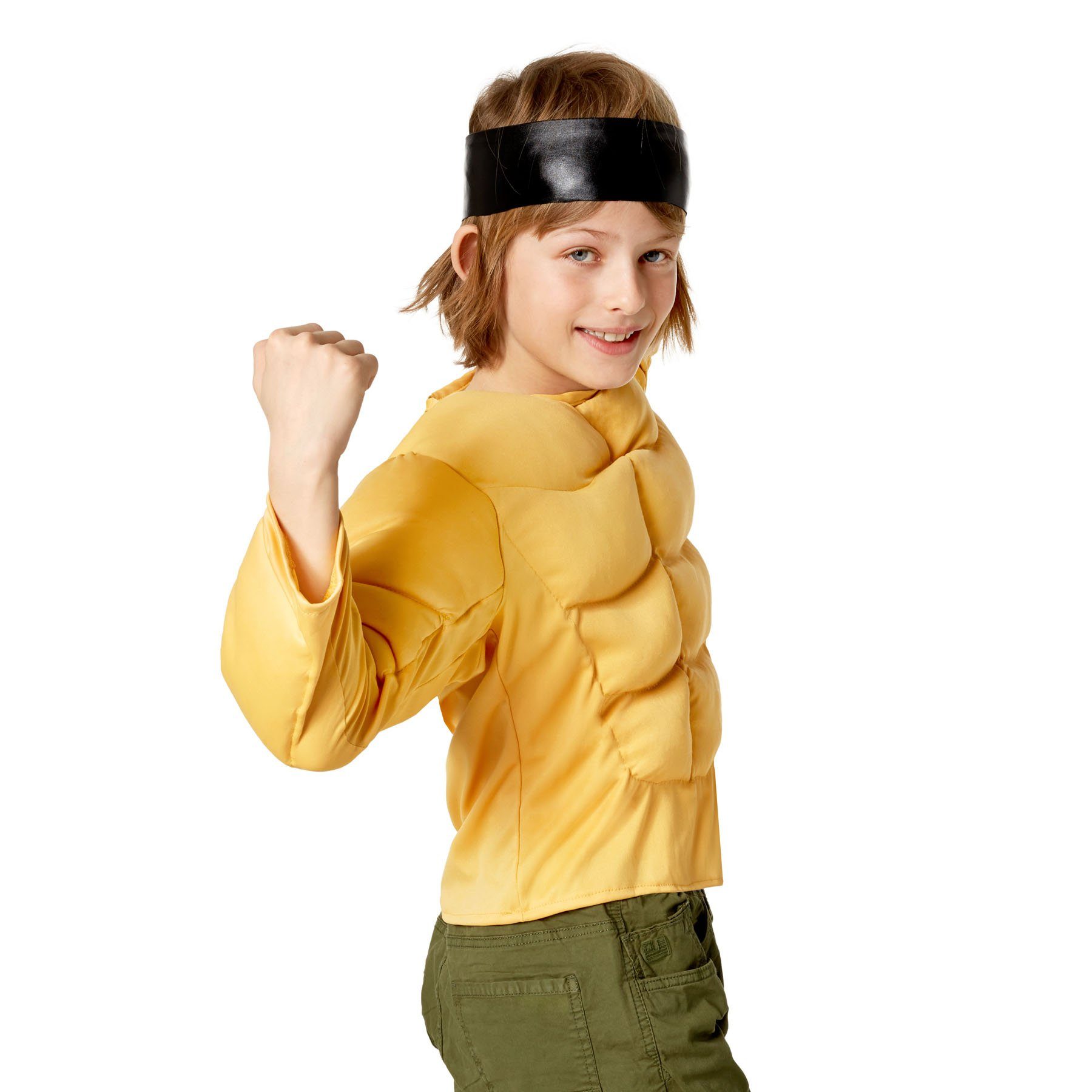 dressforfun Kostüm Faschingskleidung/Maskeradenverkleidung, in gelb, Zeigt Sixpack, Gr. 152 (12-14 Jahre), Brust- und Armmuskeln, Klettverschl. im Nacken