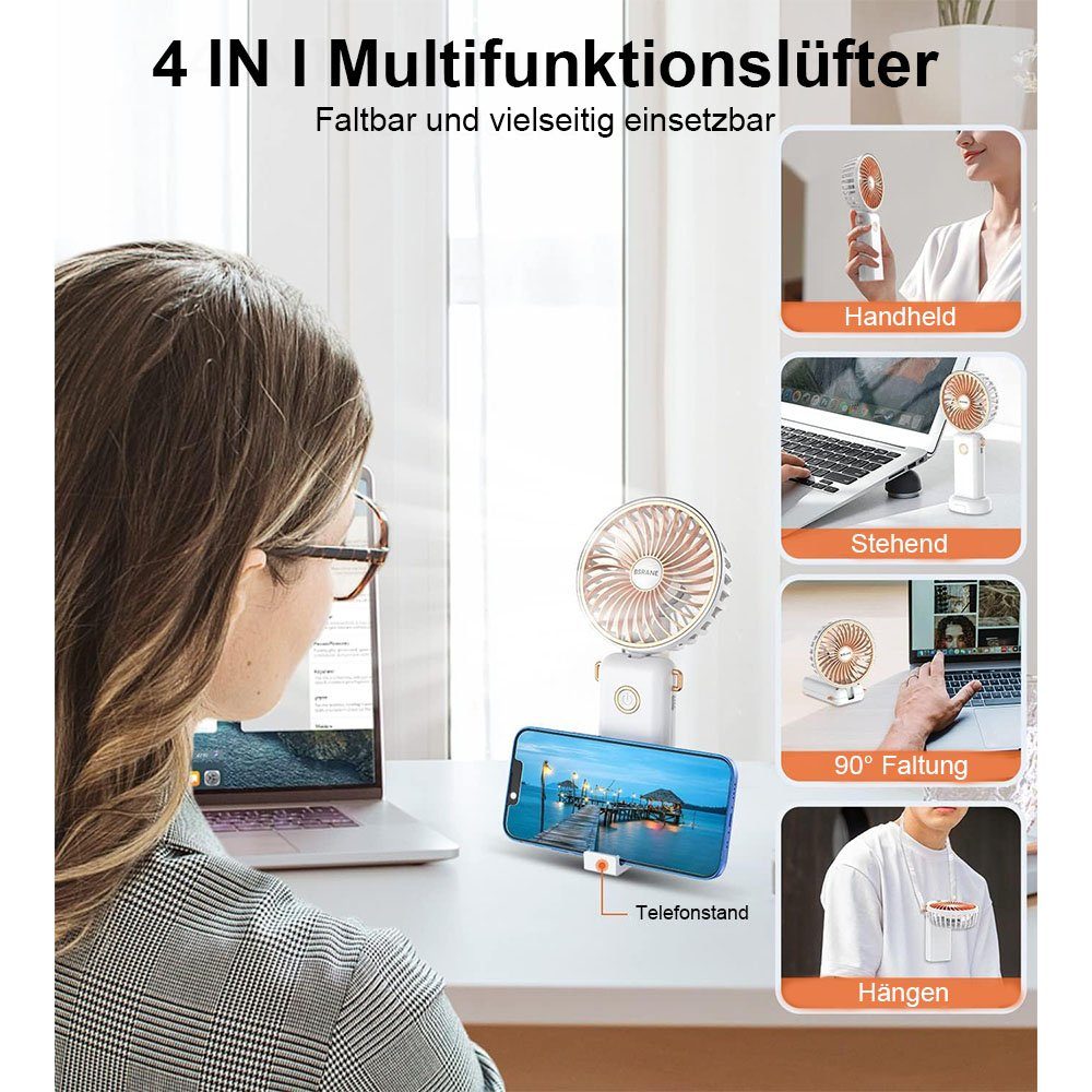 Telefonhalter MOUTEN 4-in-1-Miniventilator Handventilator weiß Handventilator, mit