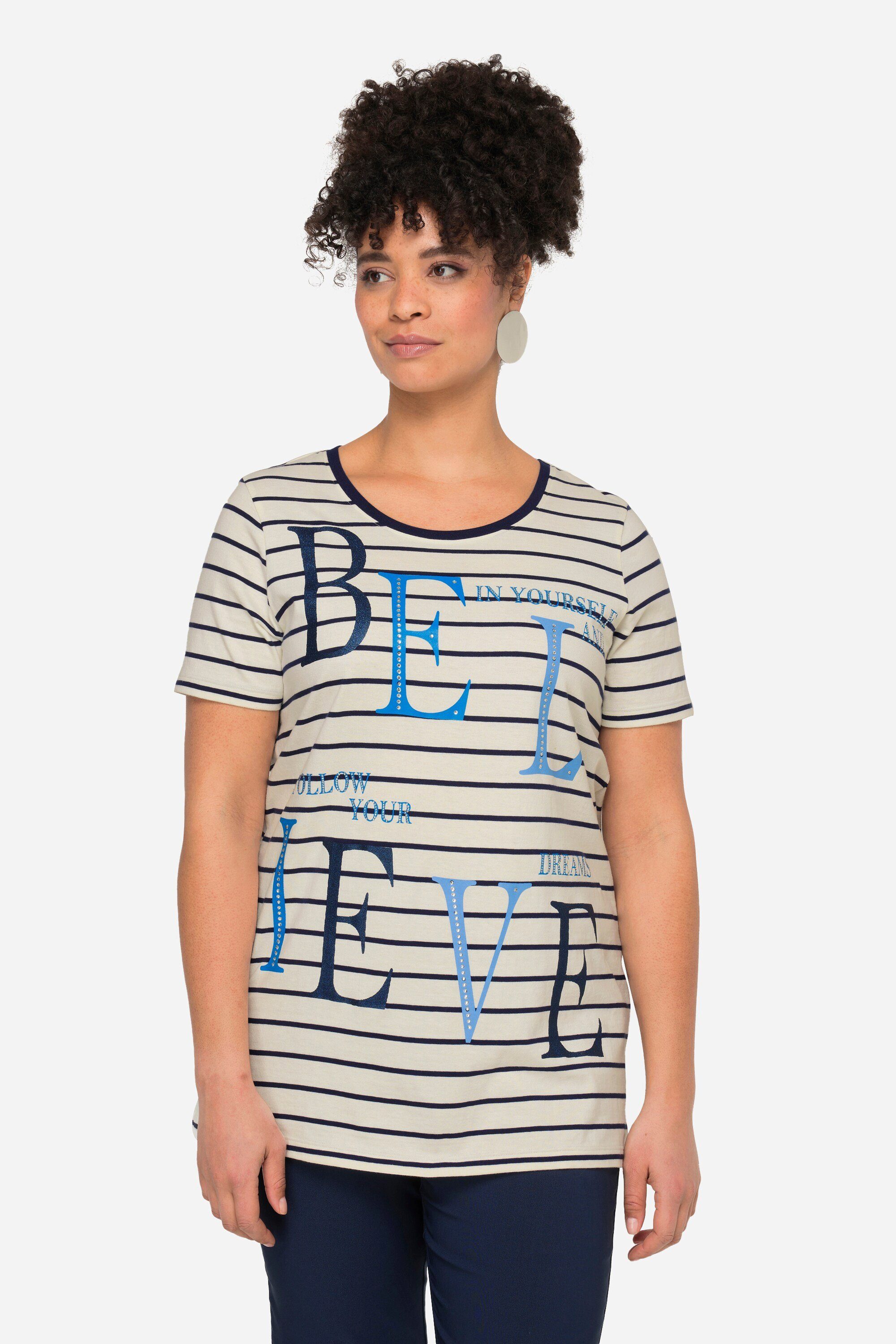 MIAMODA T-Shirt Ringelshirt BELIEVE Rundhals Halbarm günstig online kaufen