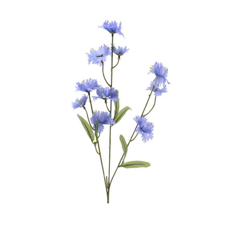 Kunstblume Künstliche Kornblume am Stiel Kunstblume Dekoblume H: 55cm blau, MARELIDA, Höhe 55 cm