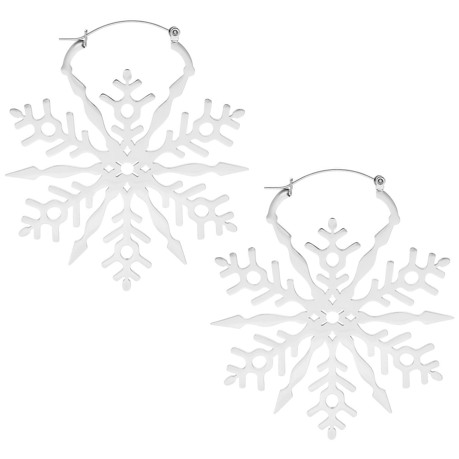 Creolen Silber Wildcat Snowflake Hoops, Hochglanzpoliert,Wasserfest Paar