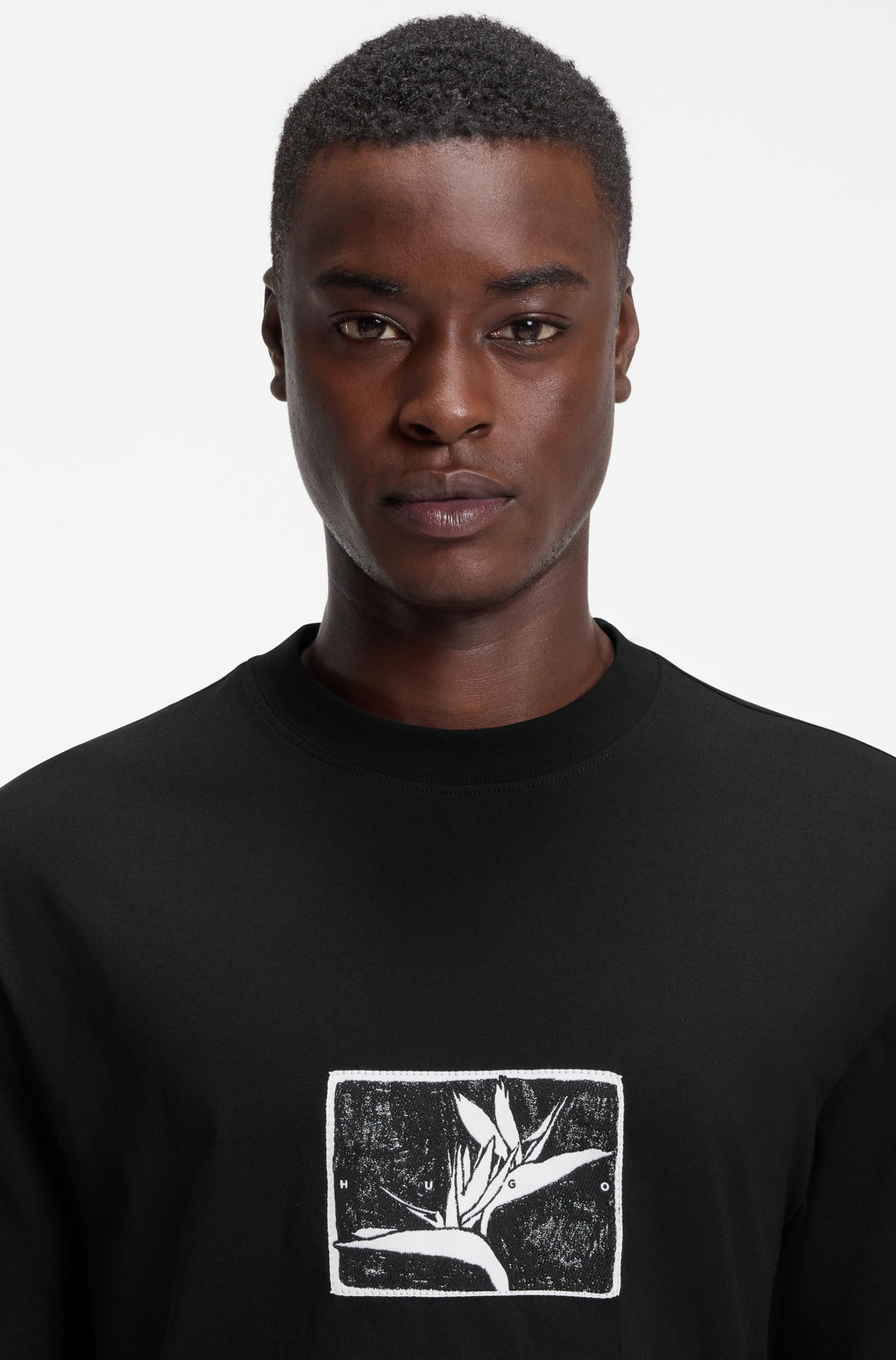 HUGO T-Shirt Darise Reine Baumwolle, Relaxed Fit, HUGO-Print