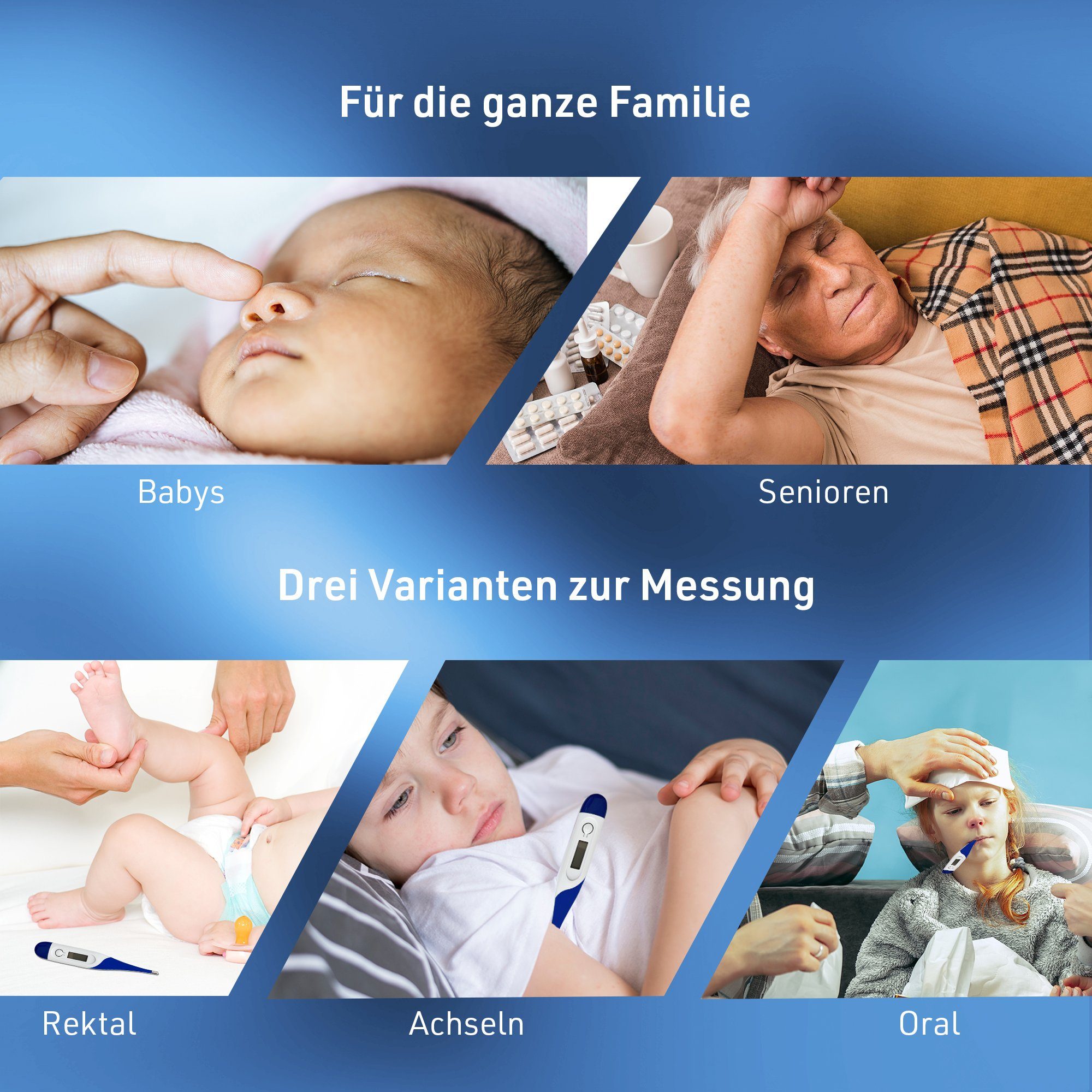 IEA ºC, Spitze, Medical Fieberthermometer, Digitales Kinder Komplettset, Messbereich & 1 Erwachsene, mit Fieberthermometer Babys, +/- Körperthermometer, Set, Für flexible Fieberalarm