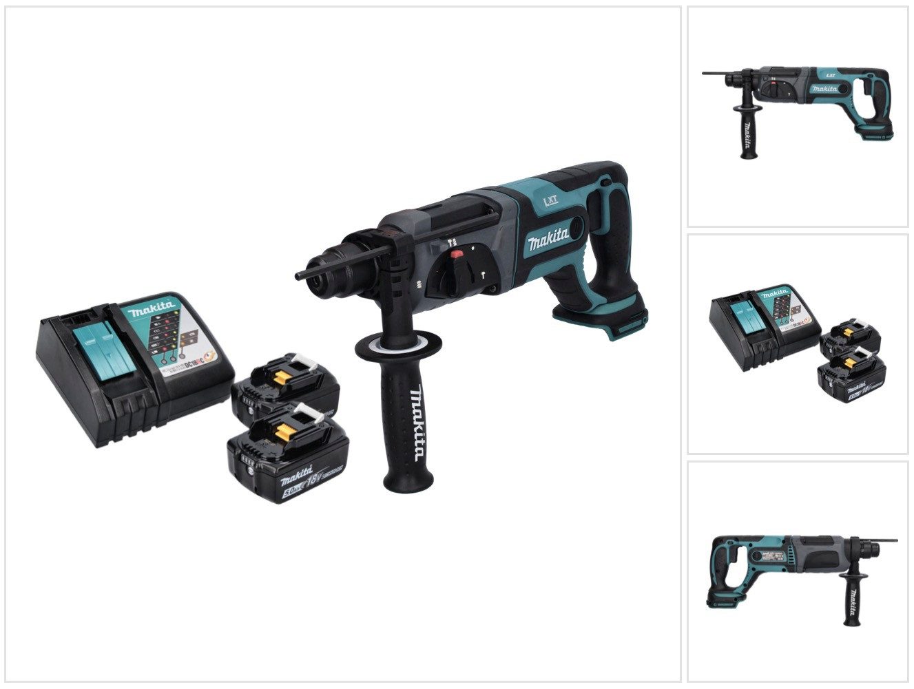 Makita Akku-Bohrhammer DHR 241 RT 18 V 2,0 J SDS plus + 2x Akku 5,0 Ah + Ladegerät