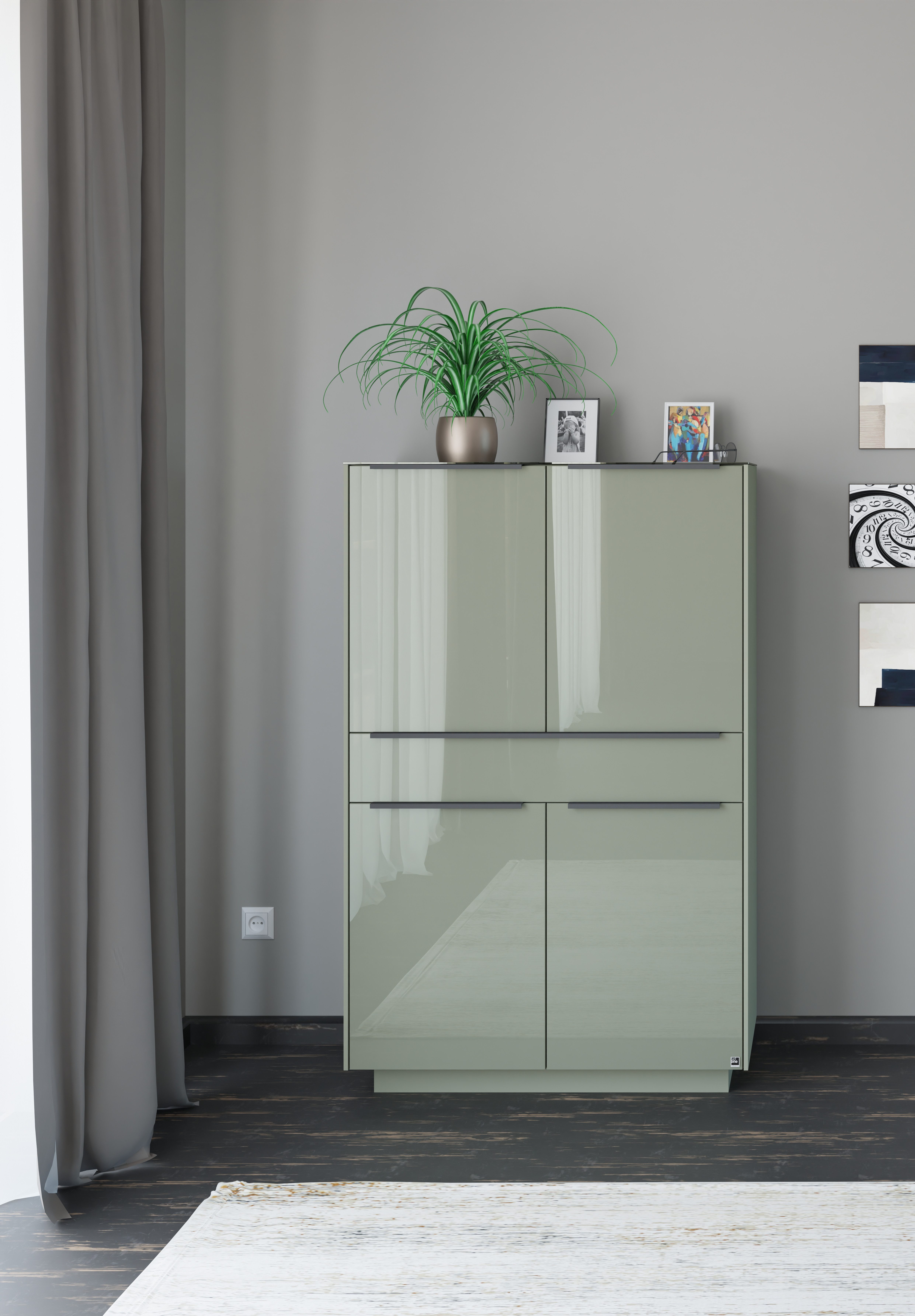 set one by Musterring Highboard Reno (1 St), Mit Sockel in diversen Farben, 148 cm Höhe & Farbauswahl