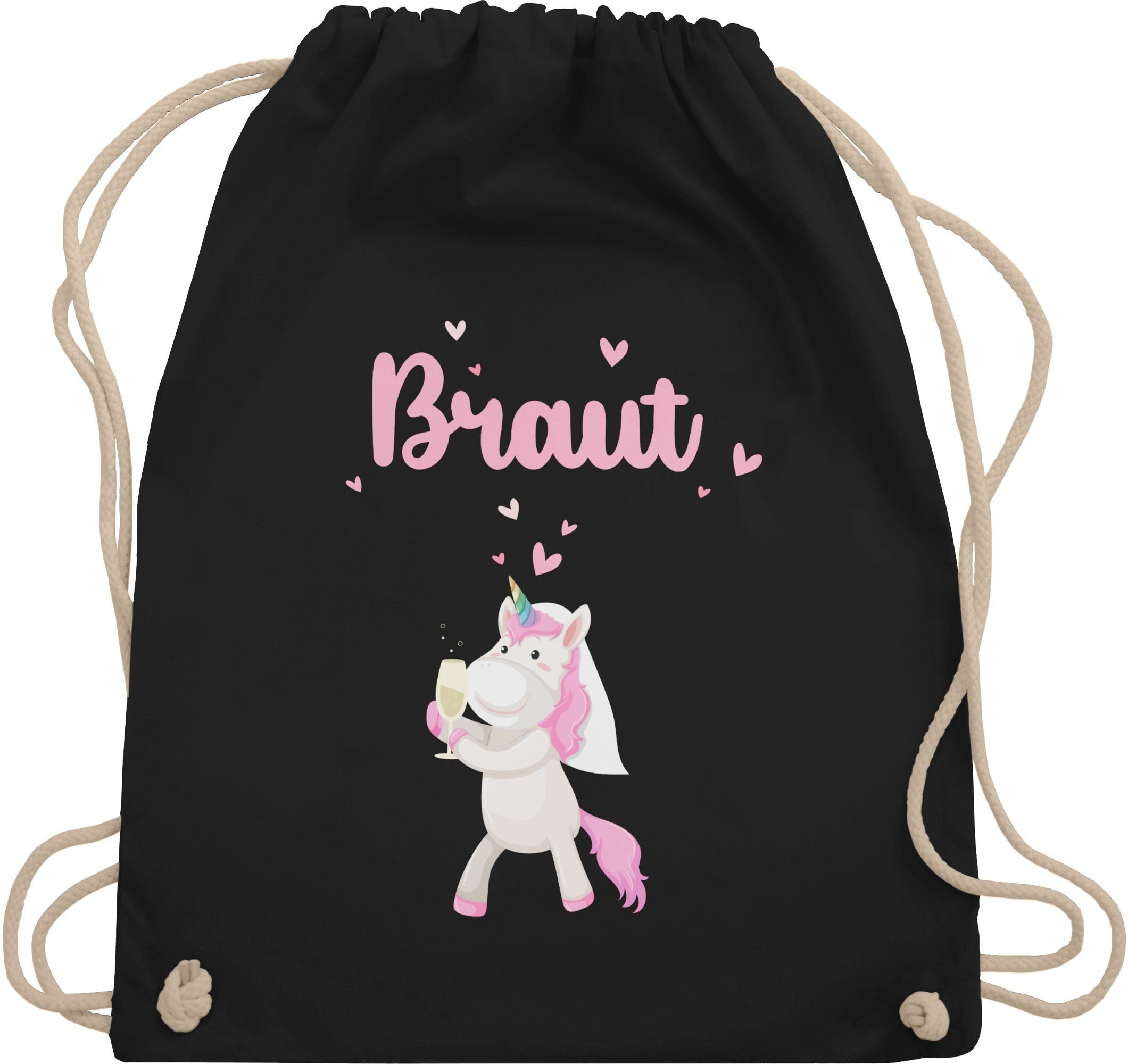 Junggesellenabschied JGA Braut 01 Einhorn, Frauen Turnbeutel Schwarz Shirtracer