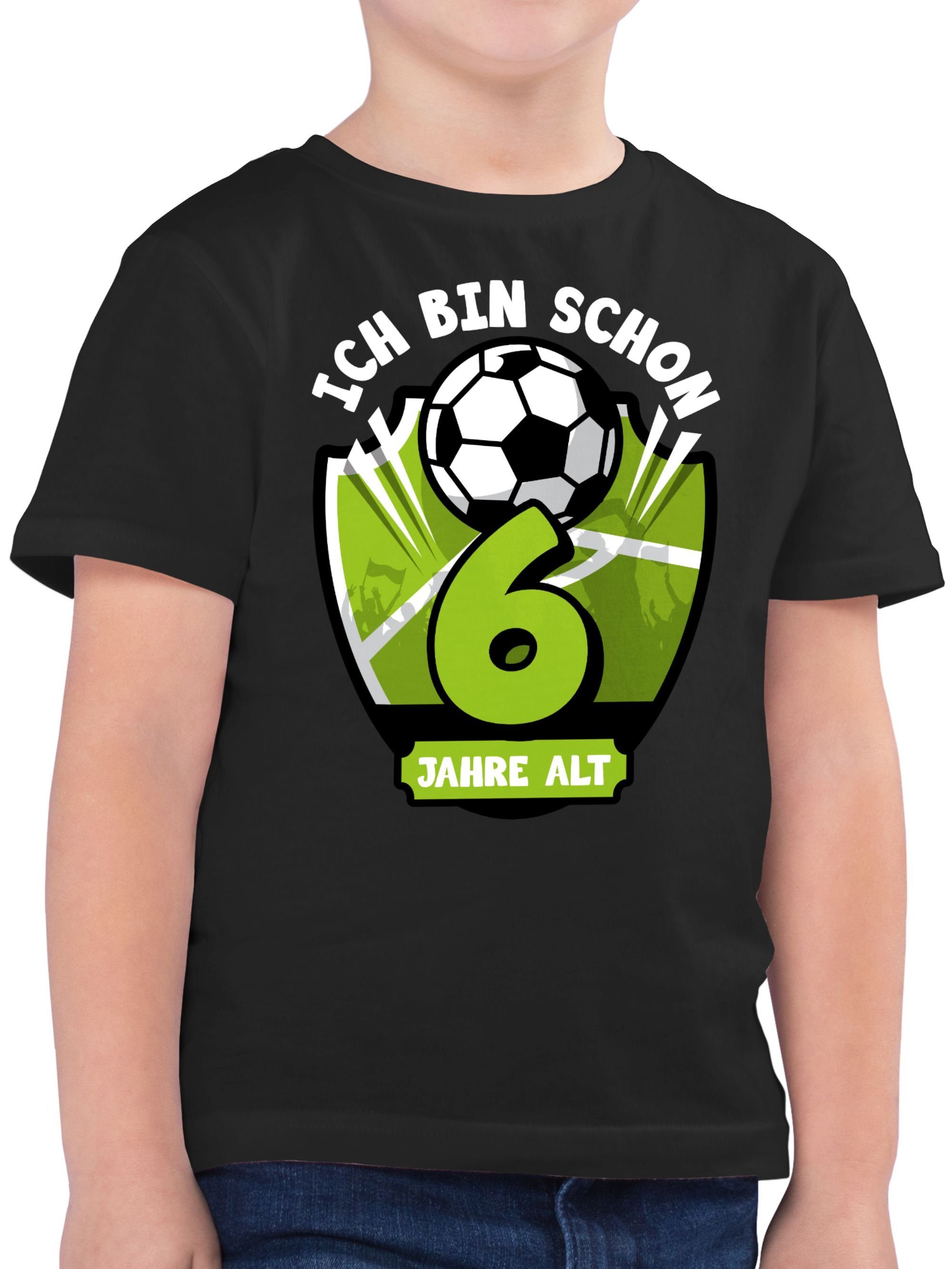 Shirtracer T-Shirt Ich bin schon sechs Jahre alt Fußball 6. Geburtstag 1 Schwarz