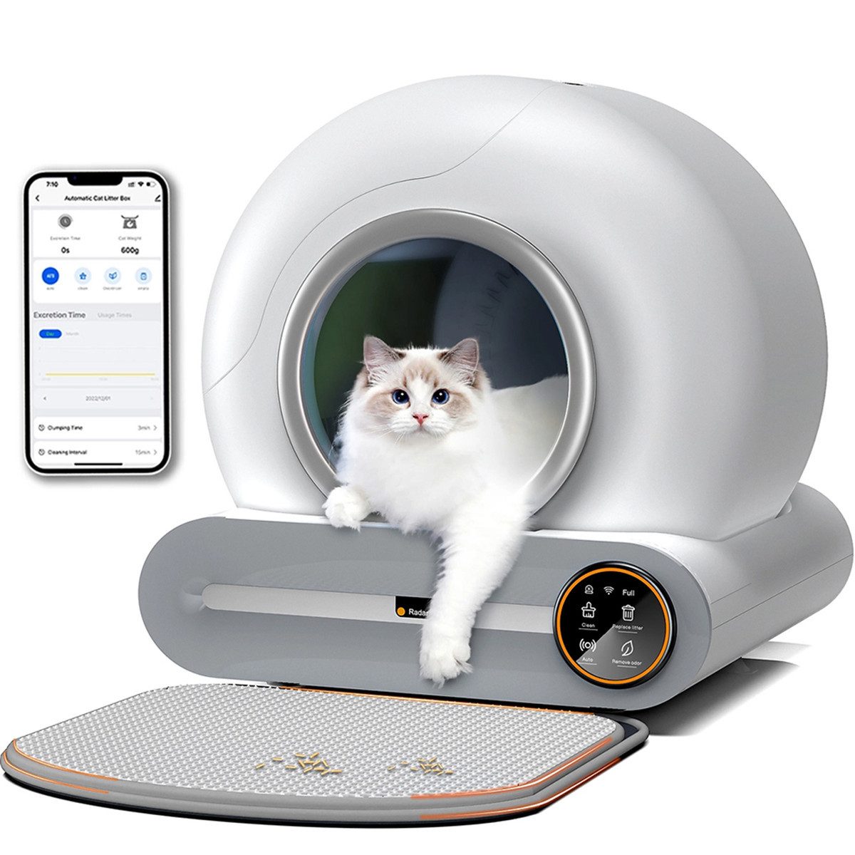 Katzentoilette 65L+9L Selbstreinigende Elektrisches Katzenklo mit App-Steuerung