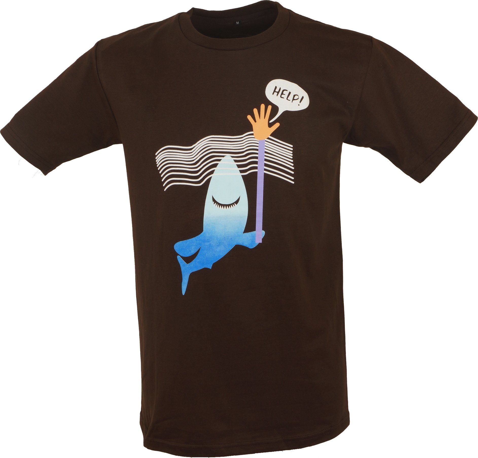 Guru-Shop T-Shirt Fun Retro Art T-Shirt `Help` - braun alternative Bekleidung