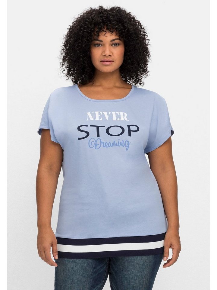 Sheego T-Shirt Große Größen mit gestreiftem Rippbund am Saum