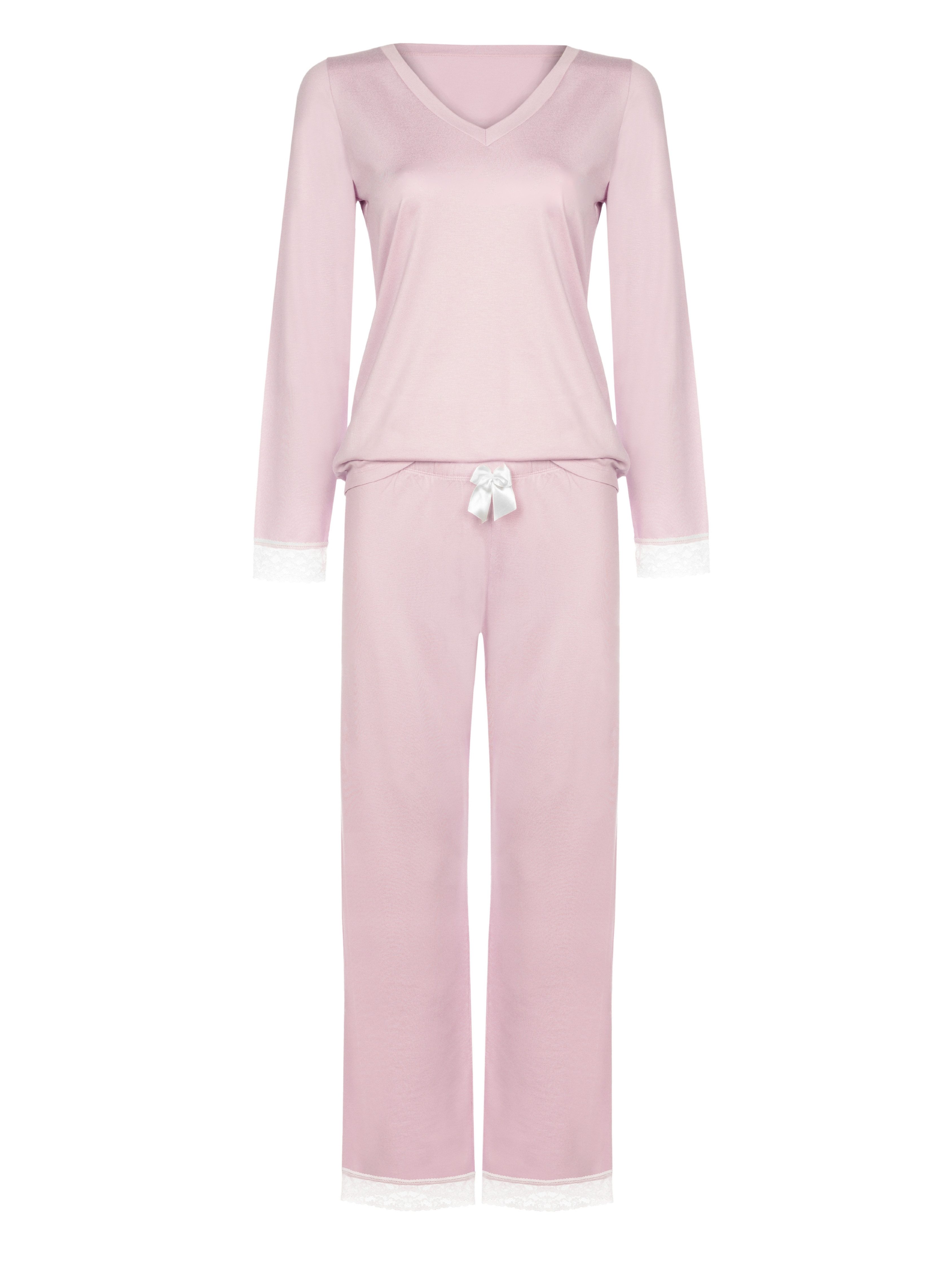 Donna Pyjama Schlafanzug mit Spitze in zartem Rose-Ton (2 tlg) premium Visk günstig online kaufen
