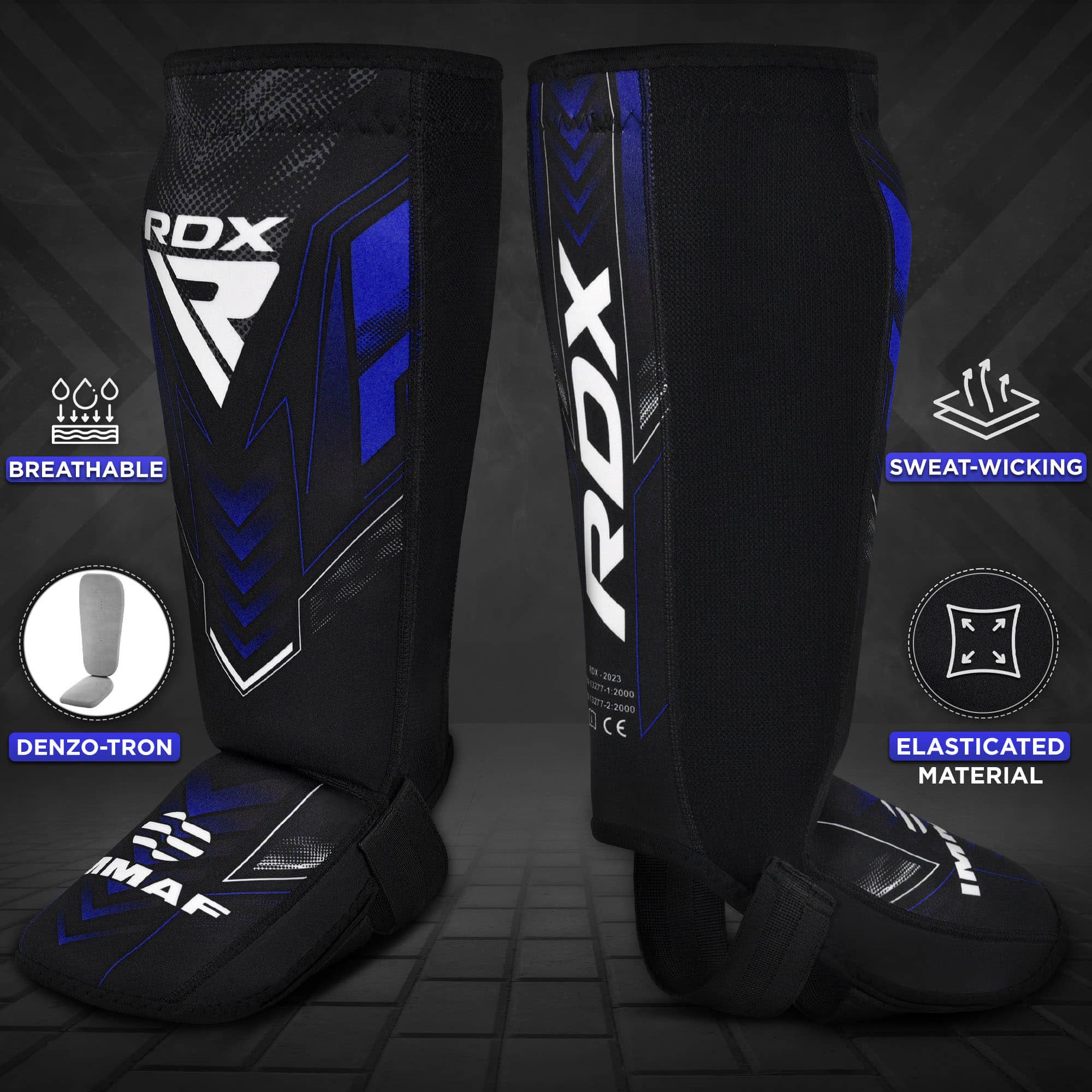 RDX Sports Schienbeinschutz RDX Neopren Schienbein-Spannschutz Rot – IMMAF Zugelassen