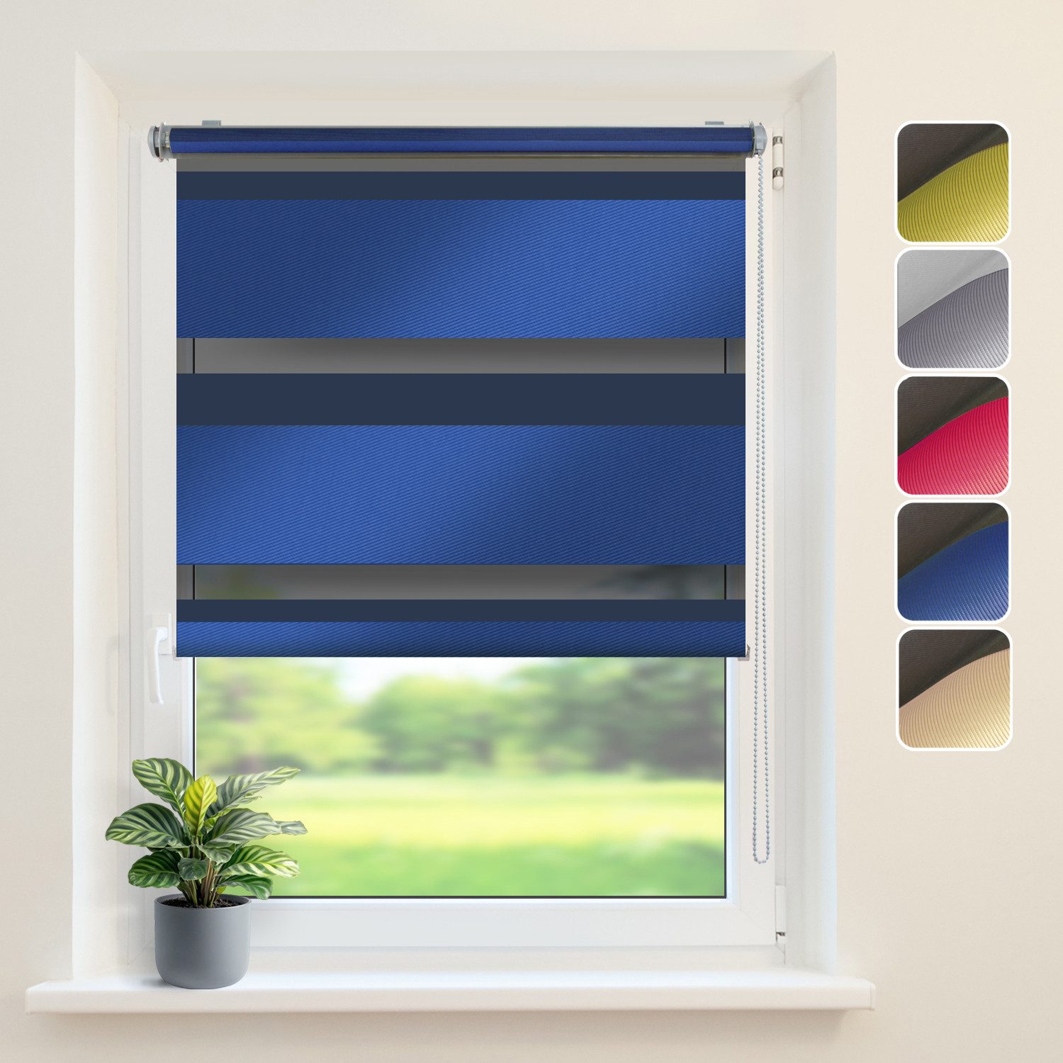 Doppelrollo "Metallic" Rollo Klemmfix-Halterung, DomDeco, Klemm- oder Schraubmontage, Klemmbar, Kettenzug, ohne Bohren, Sicht- und Blendschutz