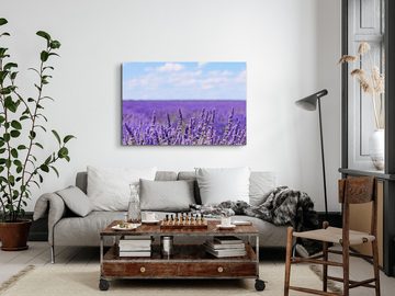 Sinus Art Leinwandbild 120x80cm Wandbild auf Leinwand Lavendel Lila Lavendelfeld Horizont Som, (1 St)