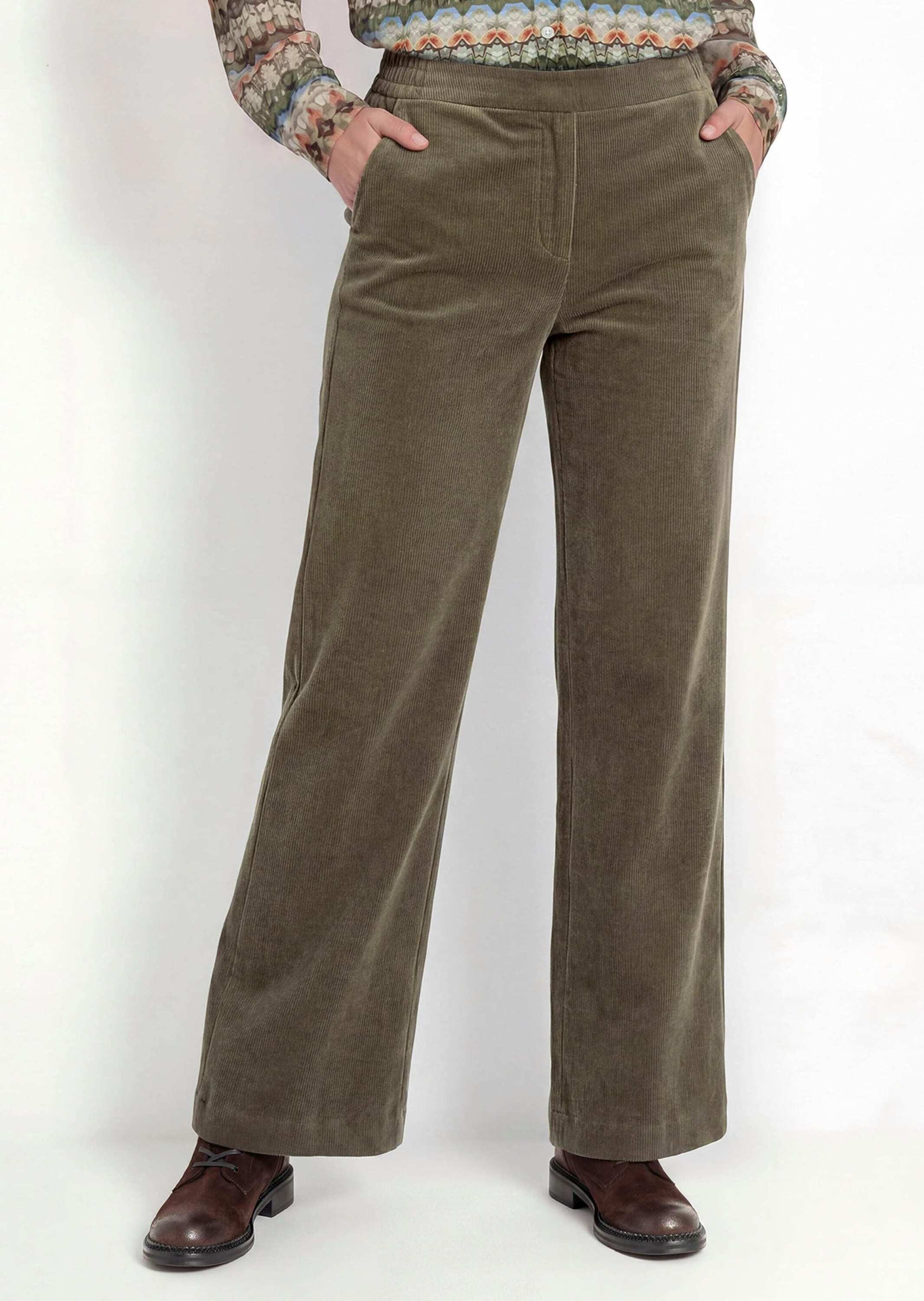 GOLDNER Stoffhose Cordhose VERA mit weitem Bein Elastische Schlupfhose aus Baumwolle mit Dehnbund und Taschen