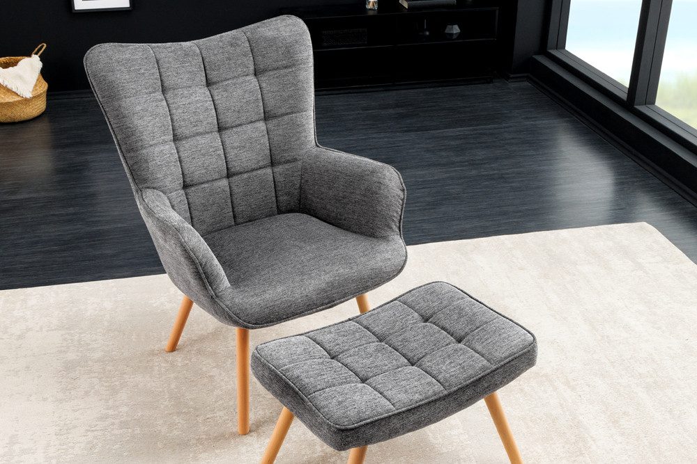 riess-ambiente Sessel SCANDINAVIA grau / natur (Einzelartikel, 1-St), Wohnzimmer · Stoff · Massivholz · mit Armlehnen · Scandinavian Design – Bild 3 von 5