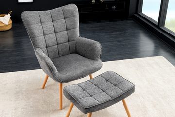 riess-ambiente Sessel SCANDINAVIA grau / natur (Einzelartikel, 1-St), Wohnzimmer · Stoff · Massivholz · mit Armlehnen · Scandinavian Design