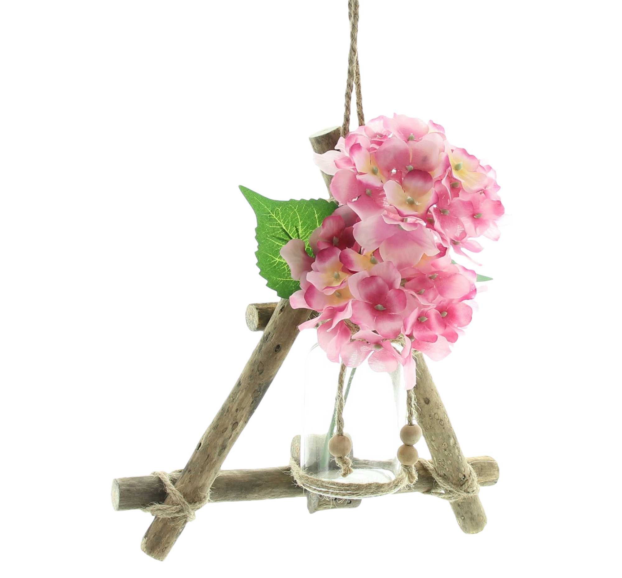 Dekoleidenschaft Dekovase "Rustikal" Hängevase, Blumenvase, hängende Vase, Glasvase, Hängedeko, Wandvase aus Glas & recyceltem Holz für Indoor & Outdoor