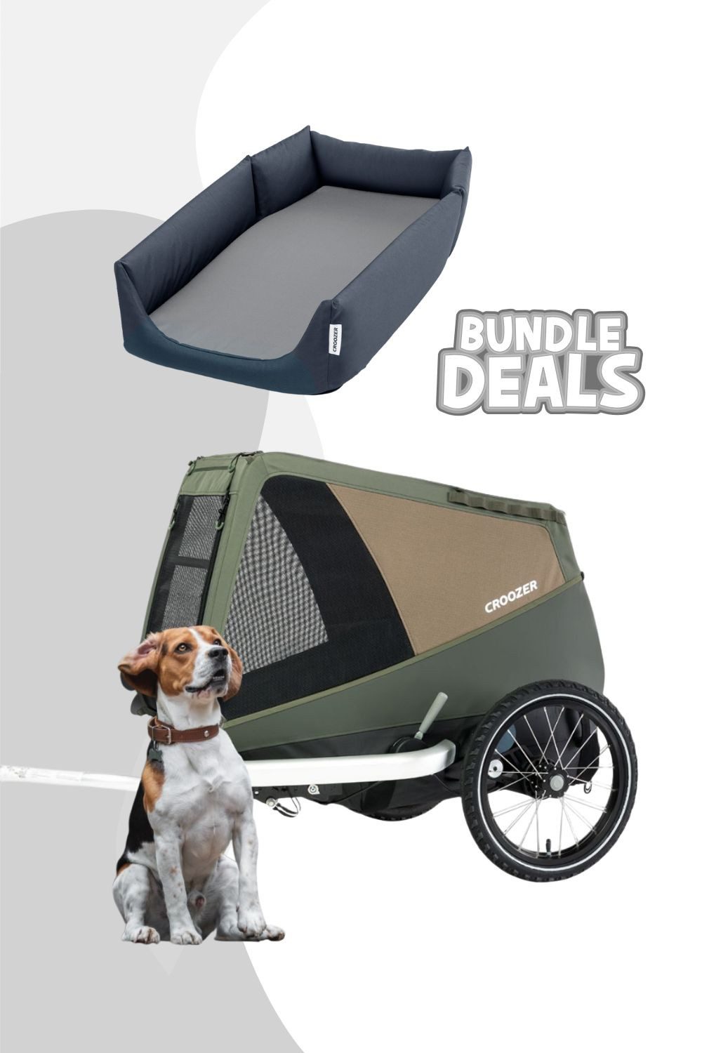 Croozer Fahrradhundeanhänger Dog Enna Bundle inkl. Enna Hundebett - Farbe: Moos Green