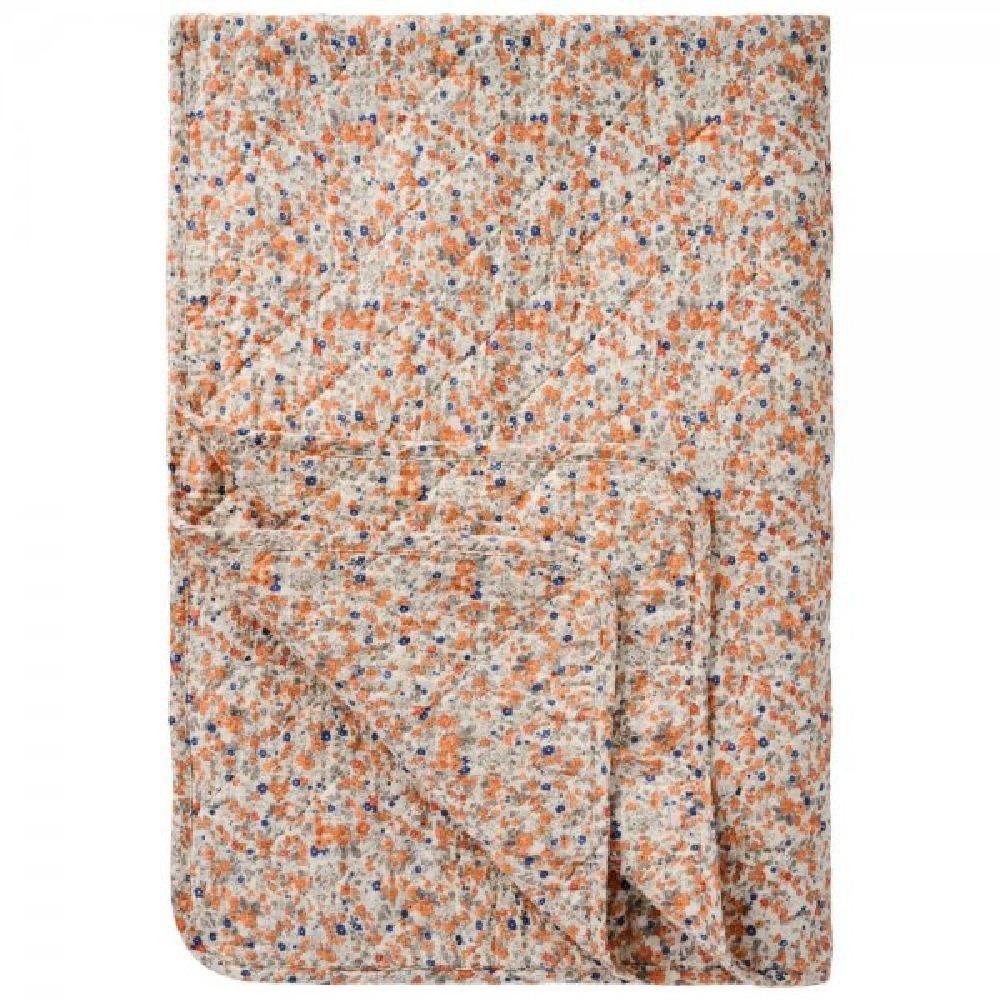 Wohndecke Ib Laursen Quilt Decke Tagesdecke mit Orangen und blauen Blumen ( günstig online kaufen