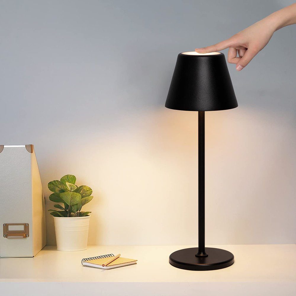 GelldG LED Kabellos Dimmbare Touch Tischlampe aus Akku Metall Schreibtischlampe Tischleuchte LED