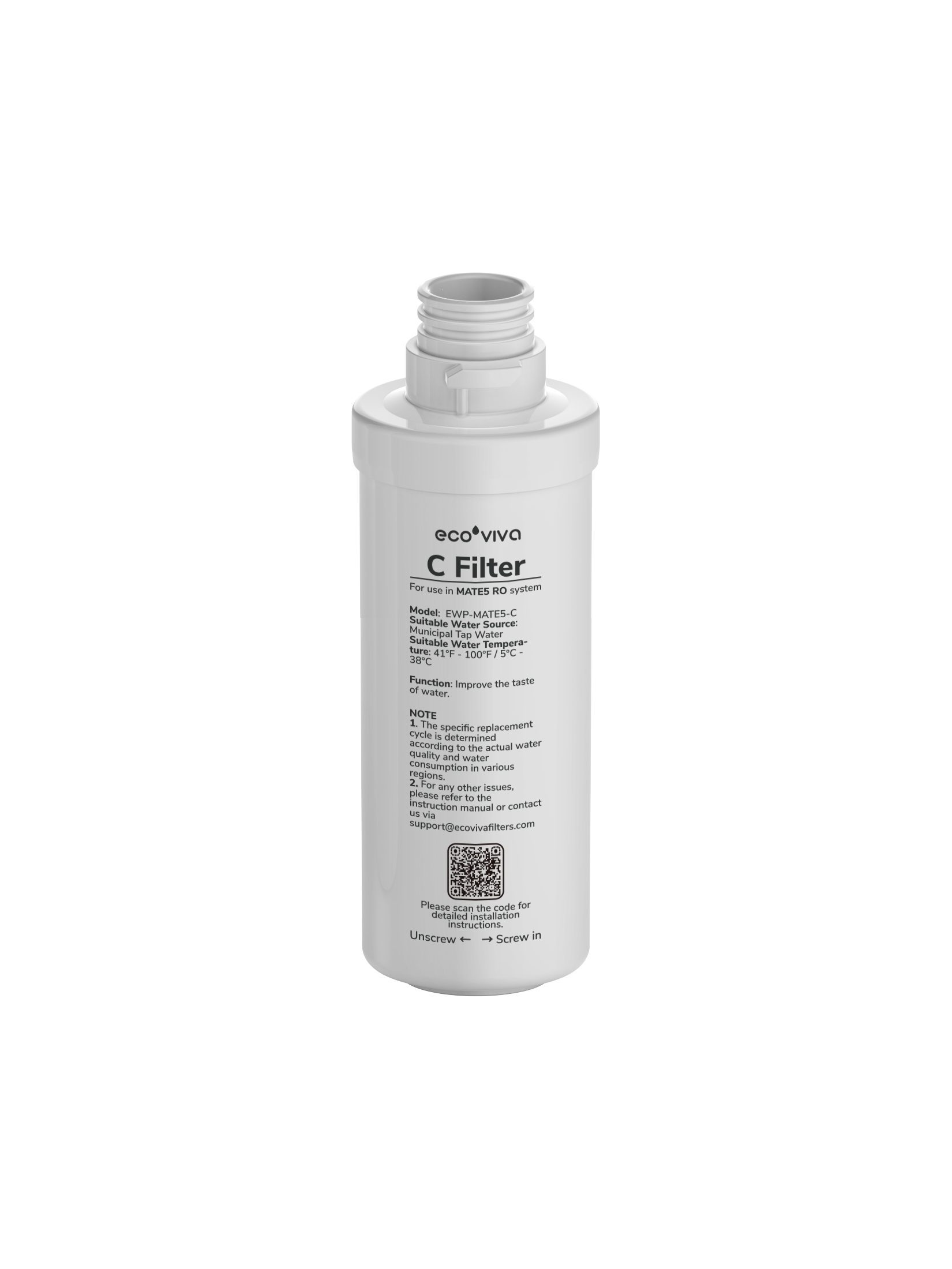 Ecoviva Wasserfilter MATE5 C-Filter Ersatzfilter, Zubehör für MATE5 Auftisch UV Umkehrosmoseanlage