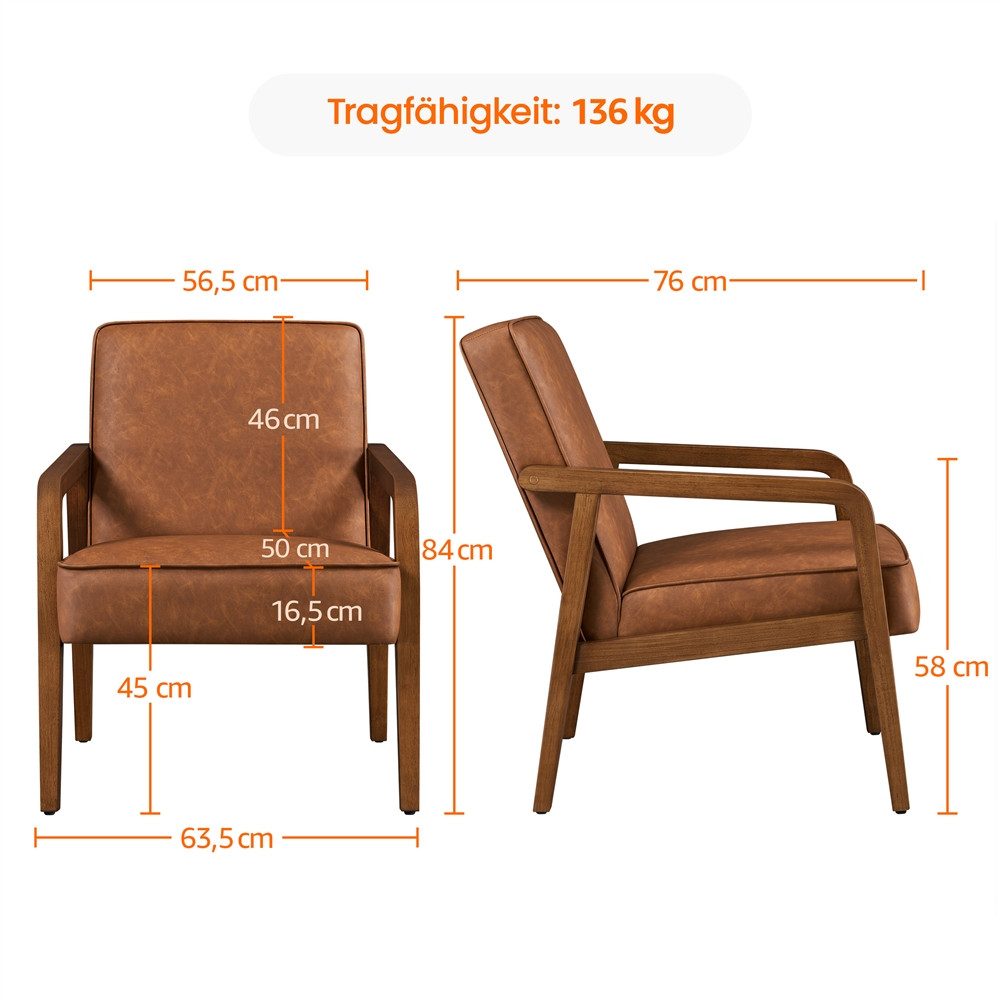 Yaheetech Loungesessel Polsterstuhl Fernsehsessel, TV-Sessel Lesesessel Einzelsofa – Bild 4 von 5