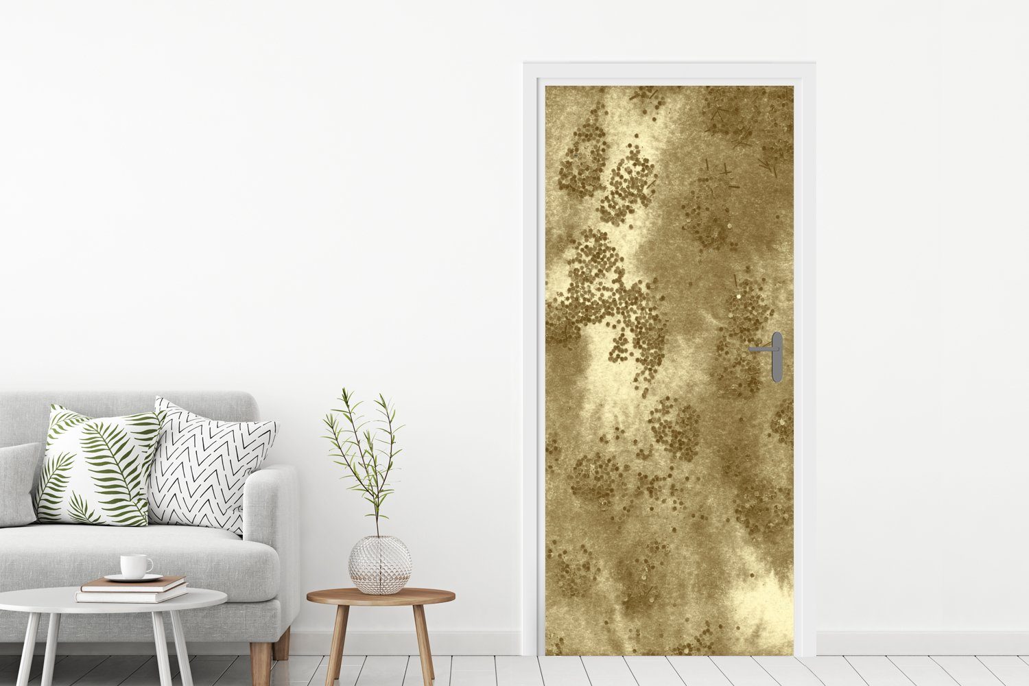 Tür, Türtapete bedruckt, cm Glitzer MuchoWow Gold - Türaufkleber, St), (1 - Textur, Matt, für Fototapete 75x205