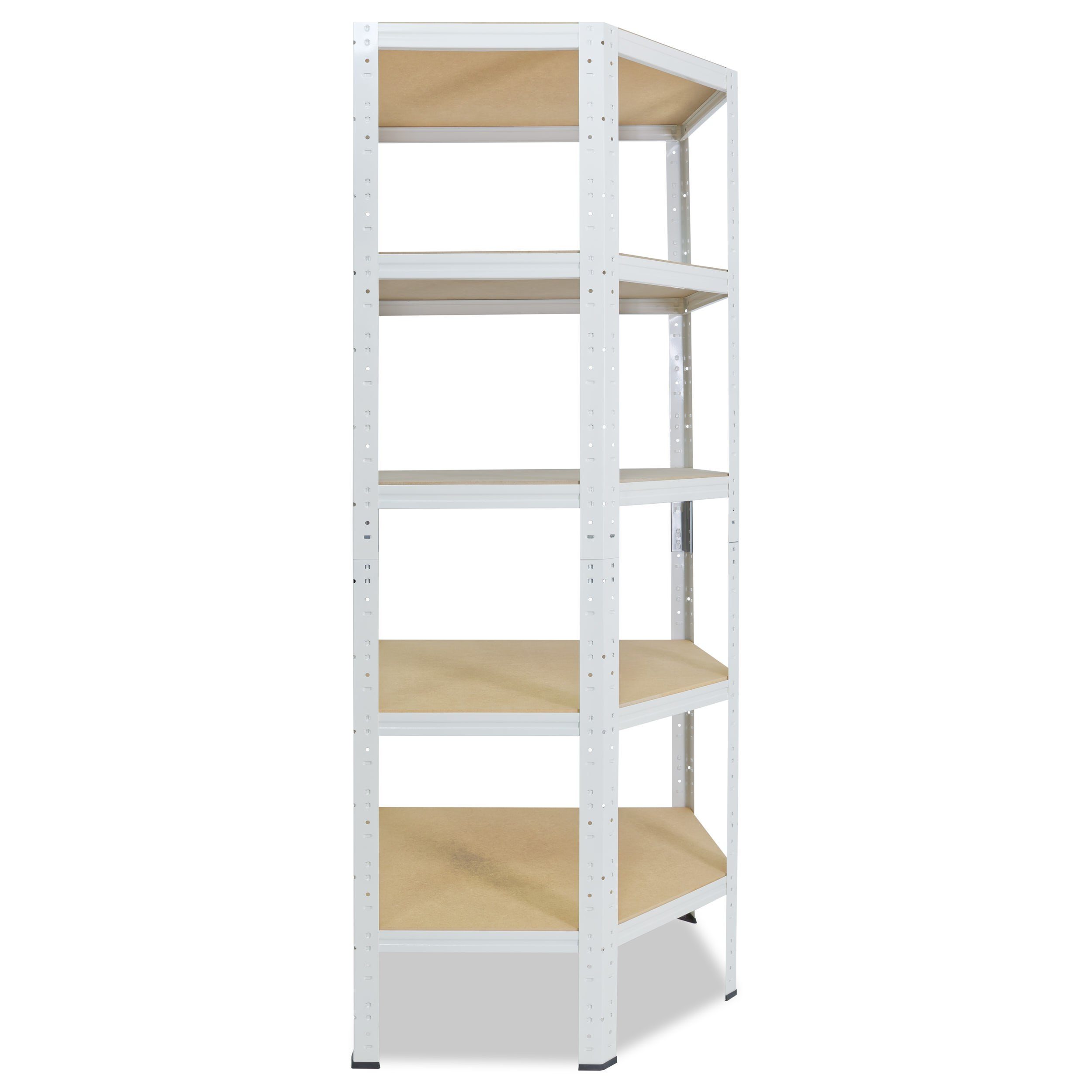 shelfplaza Eckregal HOME, 200x60x30cm weiß, Metall Eckregal stehend mit 5 Böden