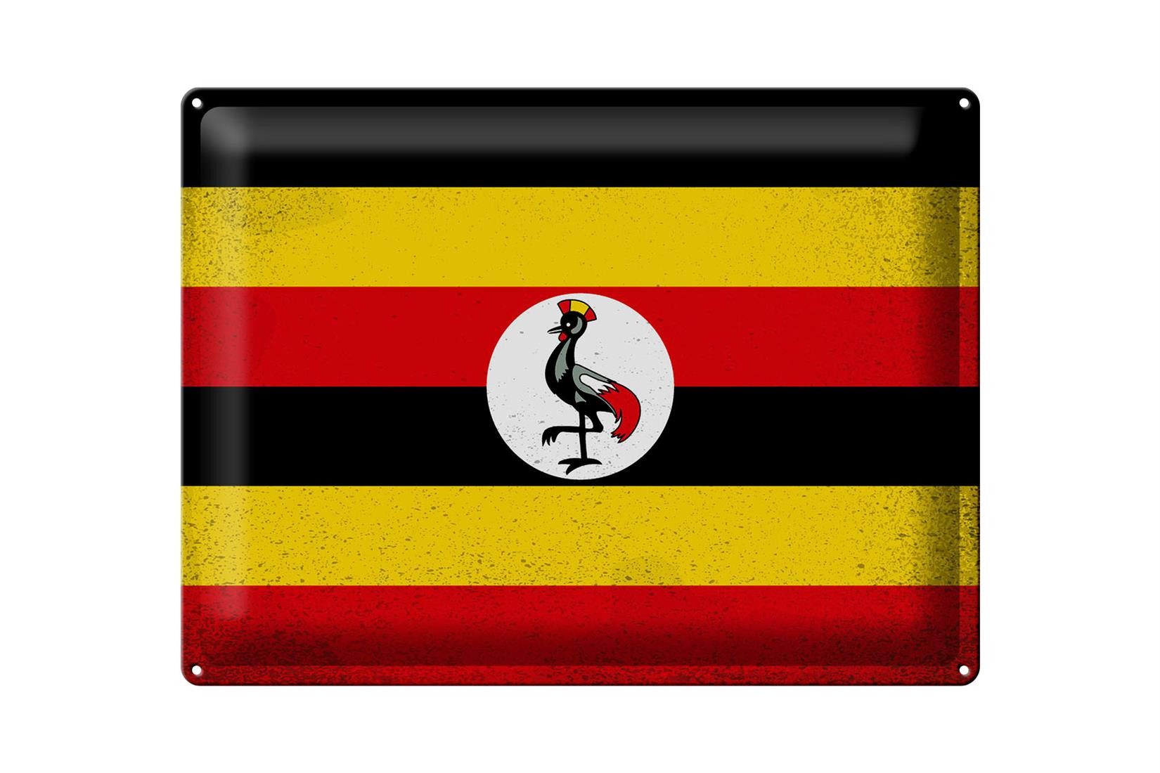 Metallschild Flagge Uganda 40x30cm Flag of Uganda Vintage