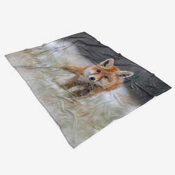 Sinus Art Handtücher Handtuch Strandhandtuch Saunatuch Kuscheldecke mit Tiermotiv kleiner Fuchs, Baumwolle-Polyester-Mix (1-St), Handtuch