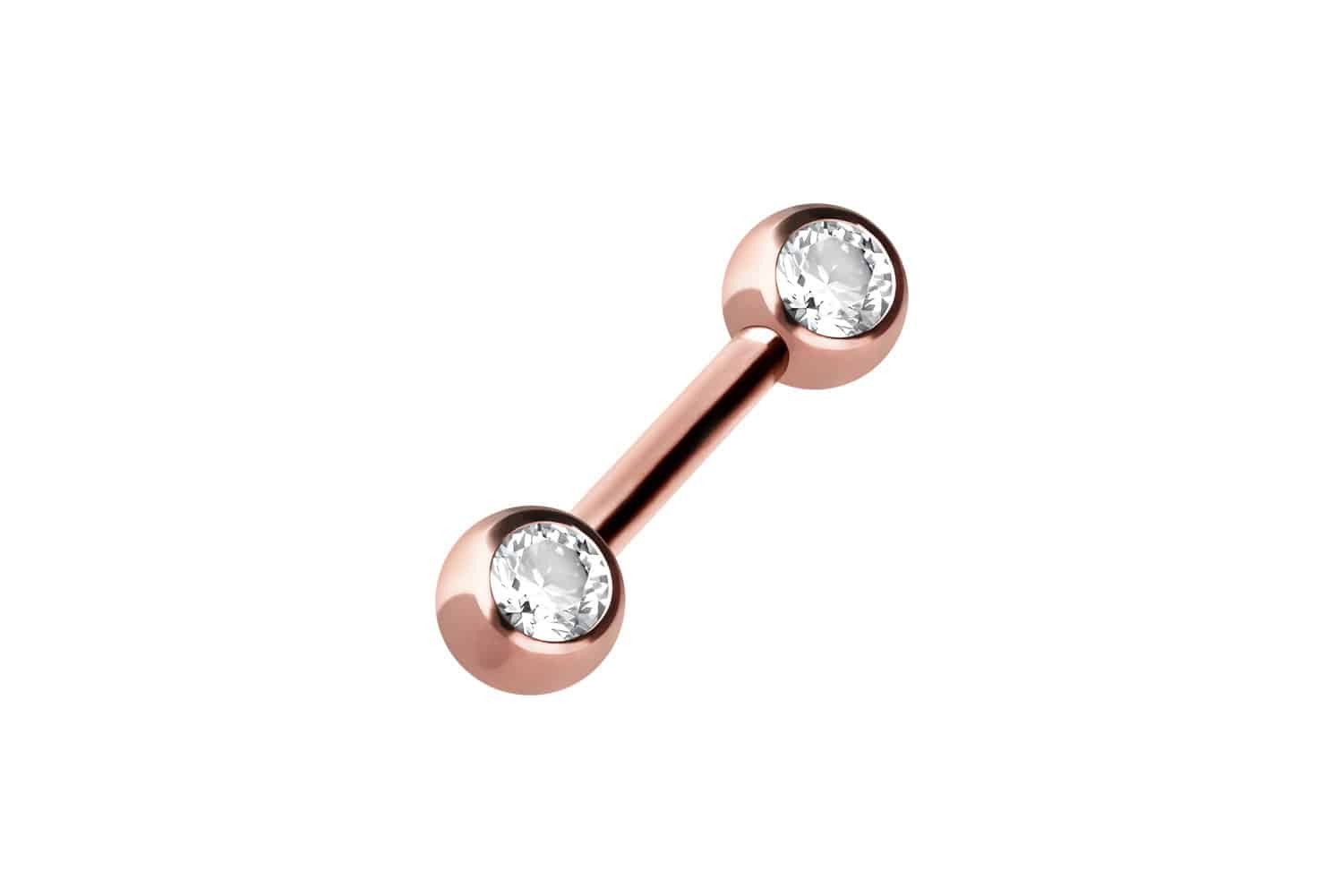 PIERCINGLINE Brustwarzenpiercing Chirurgenstahl Barbell SEITLICHE KRISTALLE (Barbells, 1-tlg)