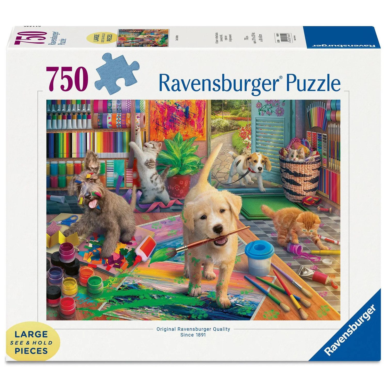 Ravensburger Puzzle Erwachsenenpuzzle 750 Large Pieces - Tierische Künstler, 500 Puzzleteile