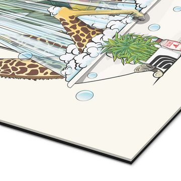 Posterlounge XXL-Wandbild Wyatt9, Giraffe in der Badewanne, Badezimmer Illustration