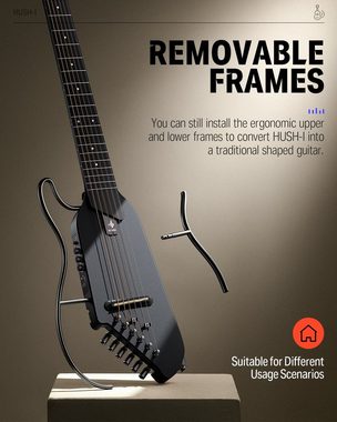 Donner Gitalele HUSH-I Elektroakustische Gitarre Kopflos Tragbar Gitarre zum Reisen, Kopflos, Set, tragbar In jeder Zeit spielen Lärmminderung