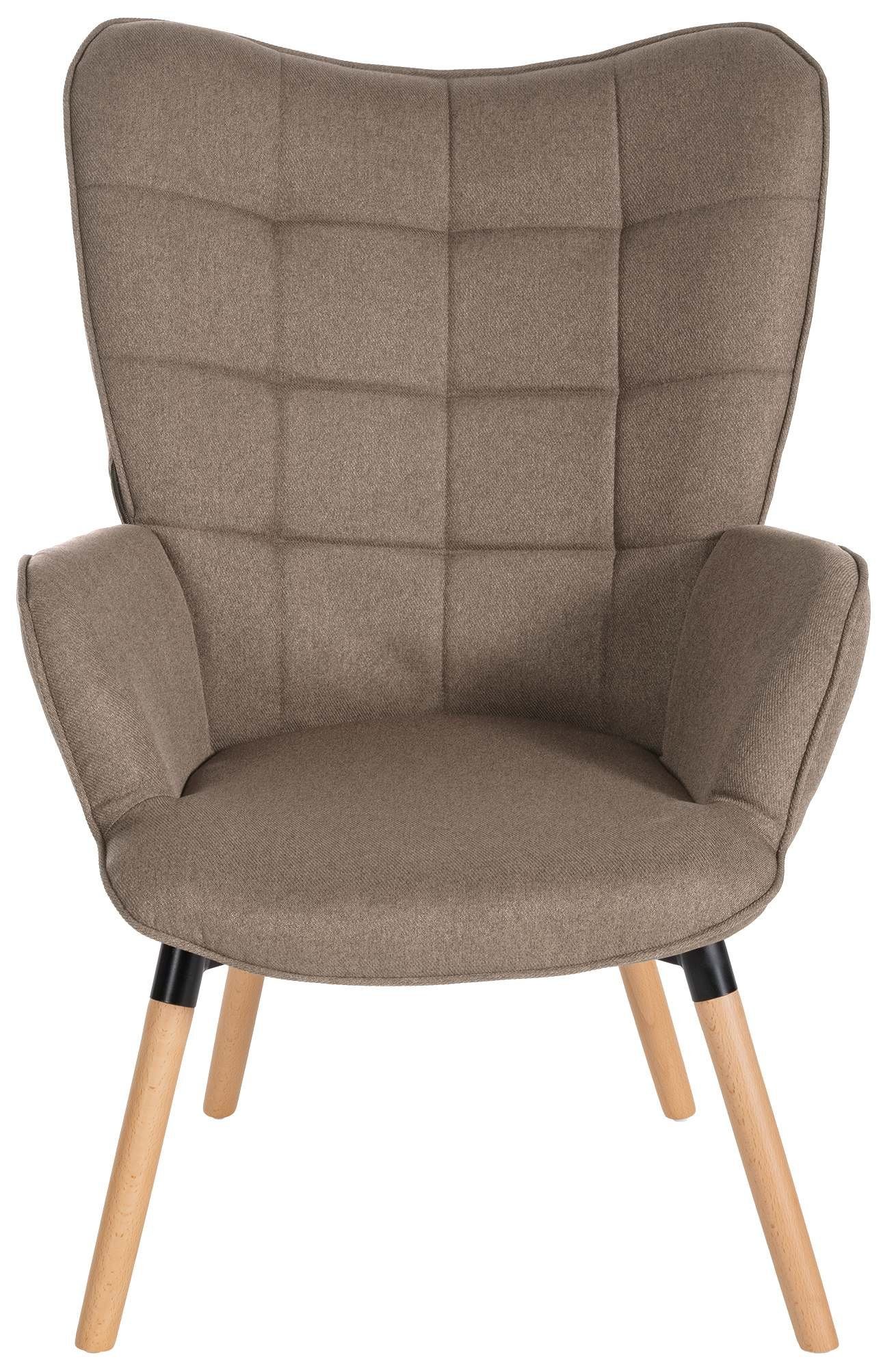 Buchenholz aus CLP Garding, mit Gestell Stuhl Loungesessel Stoff-Bezug taupe und
