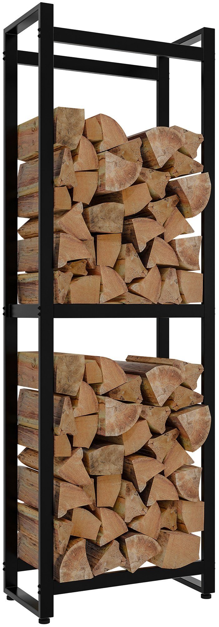 CLP Kaminholzregal Morson, BxTxH:50x25x150 cm, Holzständer aus pulverbeschichtetem Stahl