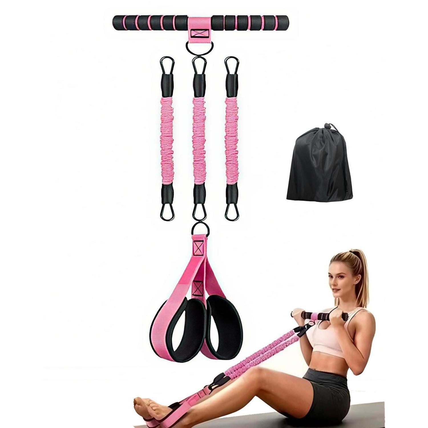 LuxusKollektion Trainingsband Widerstandsband mit Griffen 3-fach verstellbar Pink