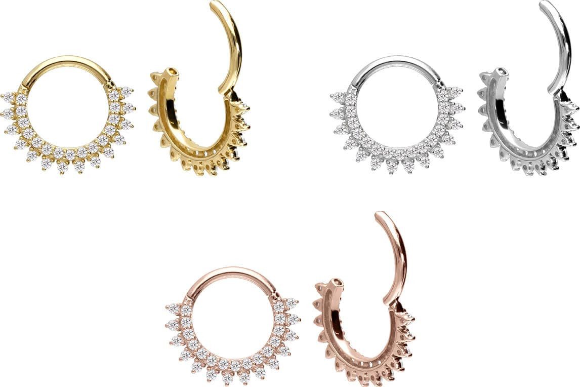 PIERCINGLINE Nasenpiercing 14/18 Karat Gold Segmentring Clicker EINGEFASSTE günstig online kaufen