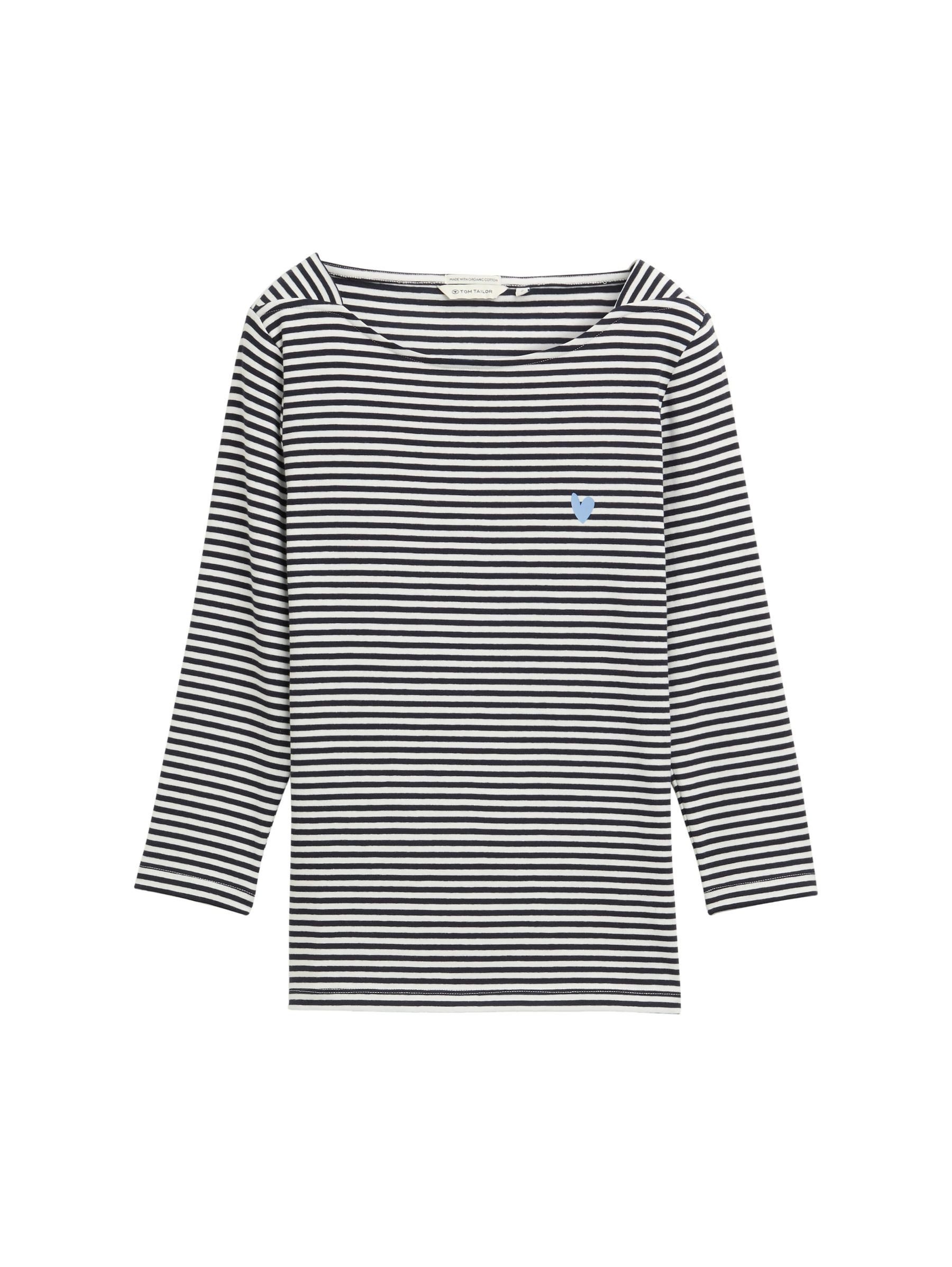 TOM TAILOR T-Shirt Gestreiftes mit Herz-Logo auf der Brust Langarmshirt mit Streifenmuster