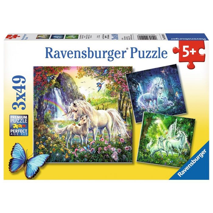 Ravensburger Puzzle 3 x 49 Teile Ravensburger Kinder Puzzle Schöne Einhörner 09291 49 Puzzleteile